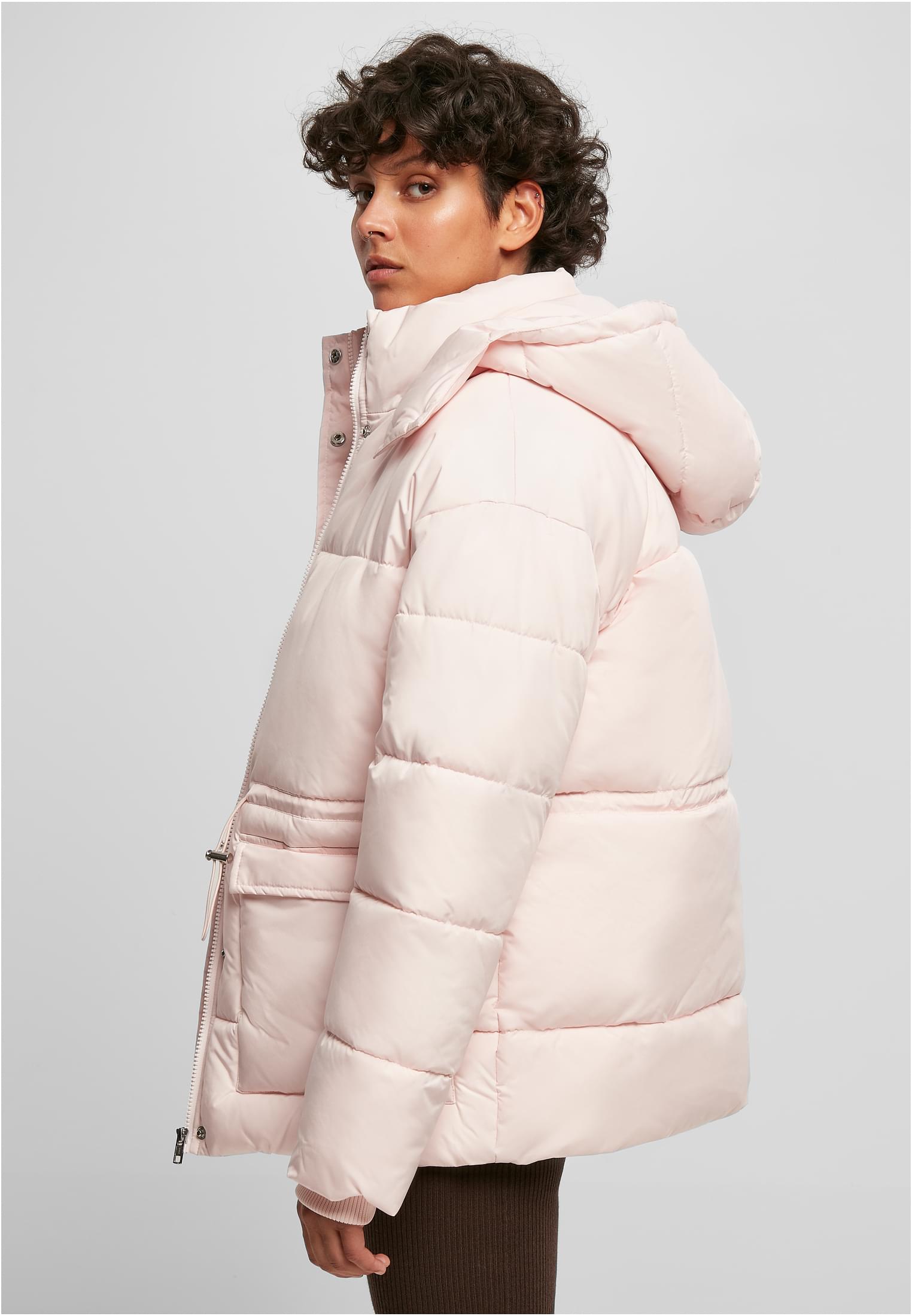 Ladies Waisted Puffer Jacket | pink