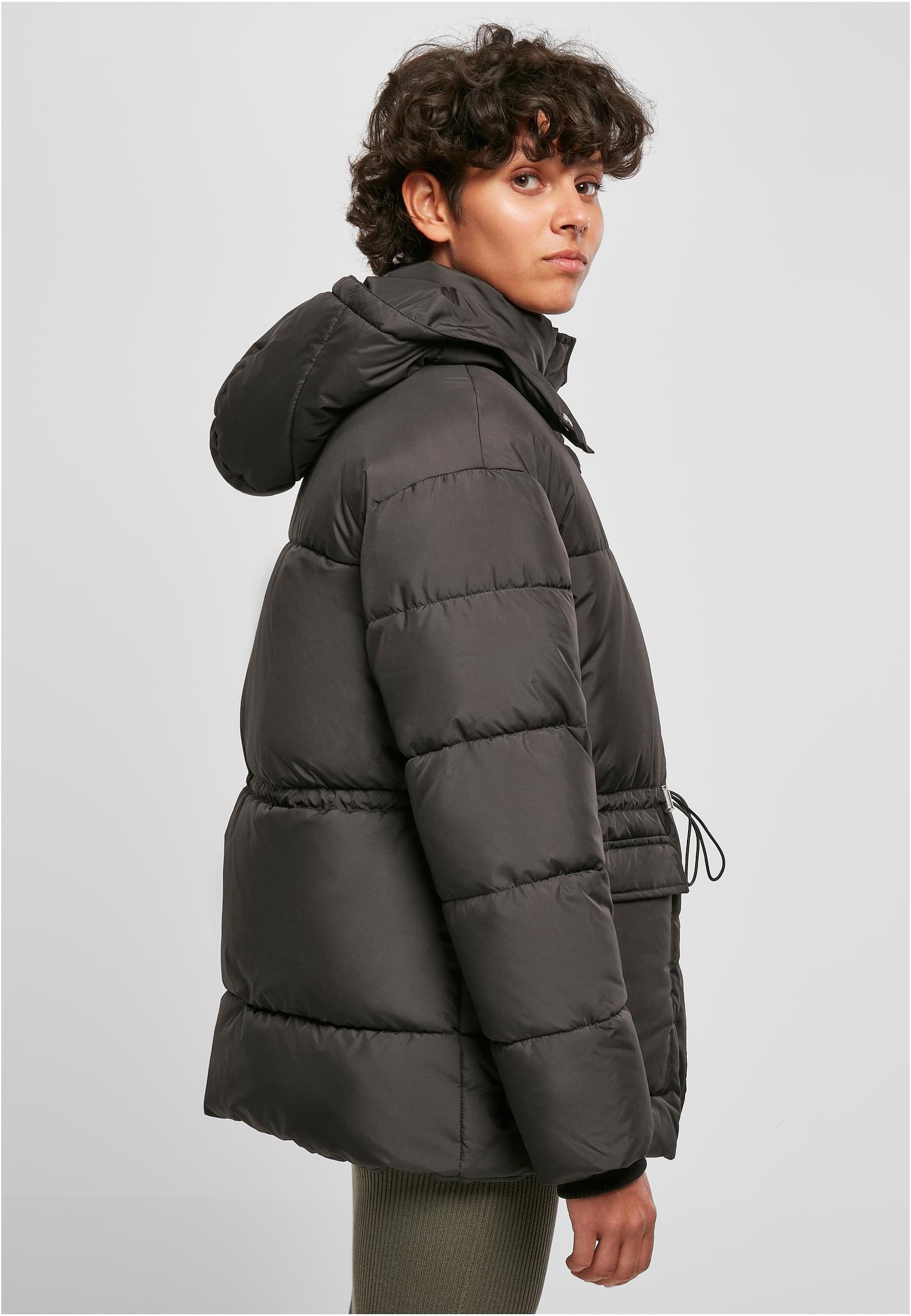 Ladies Waisted Puffer Jacket | black