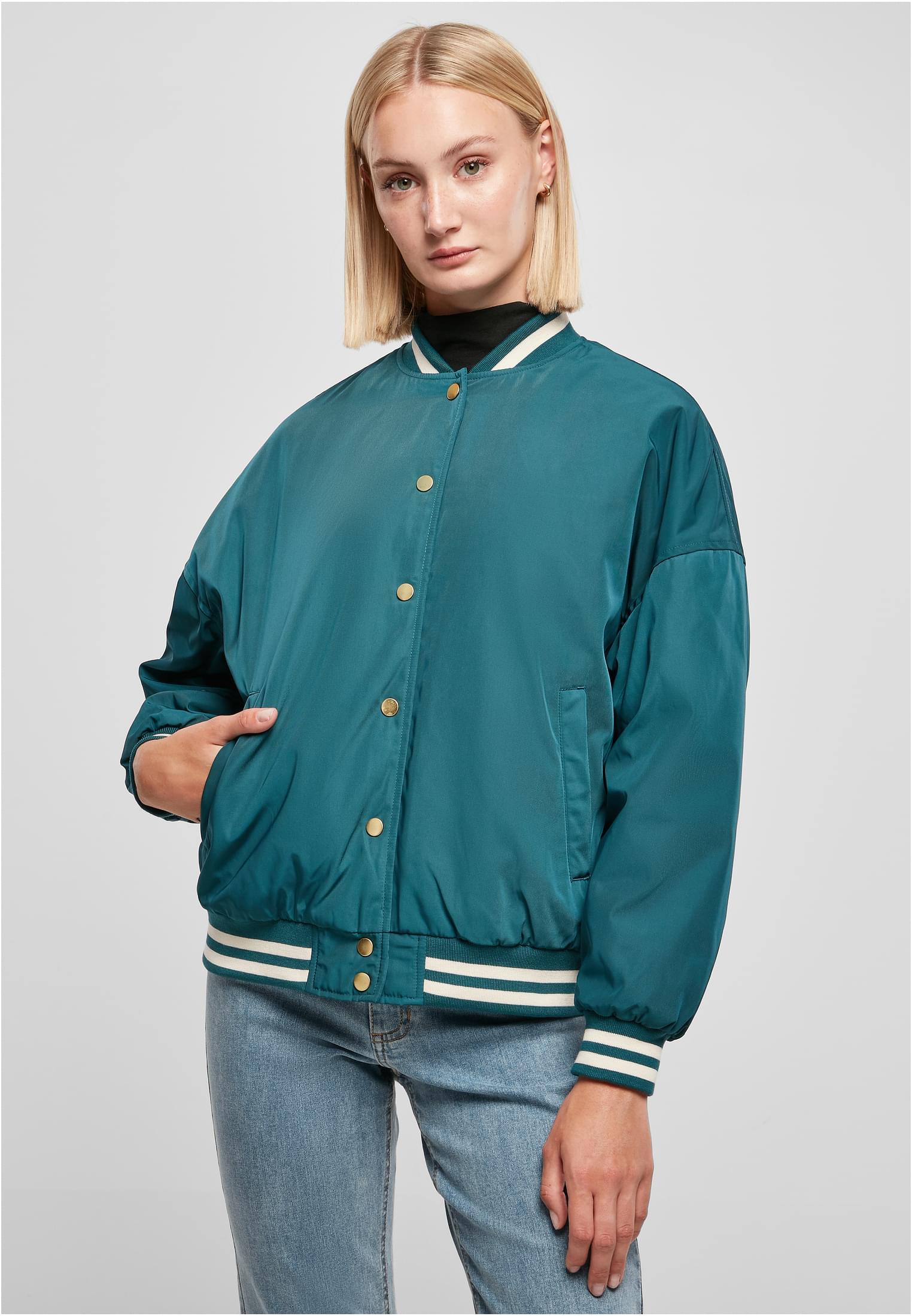 Ladies Oversized Recycled College Jacket | jasper