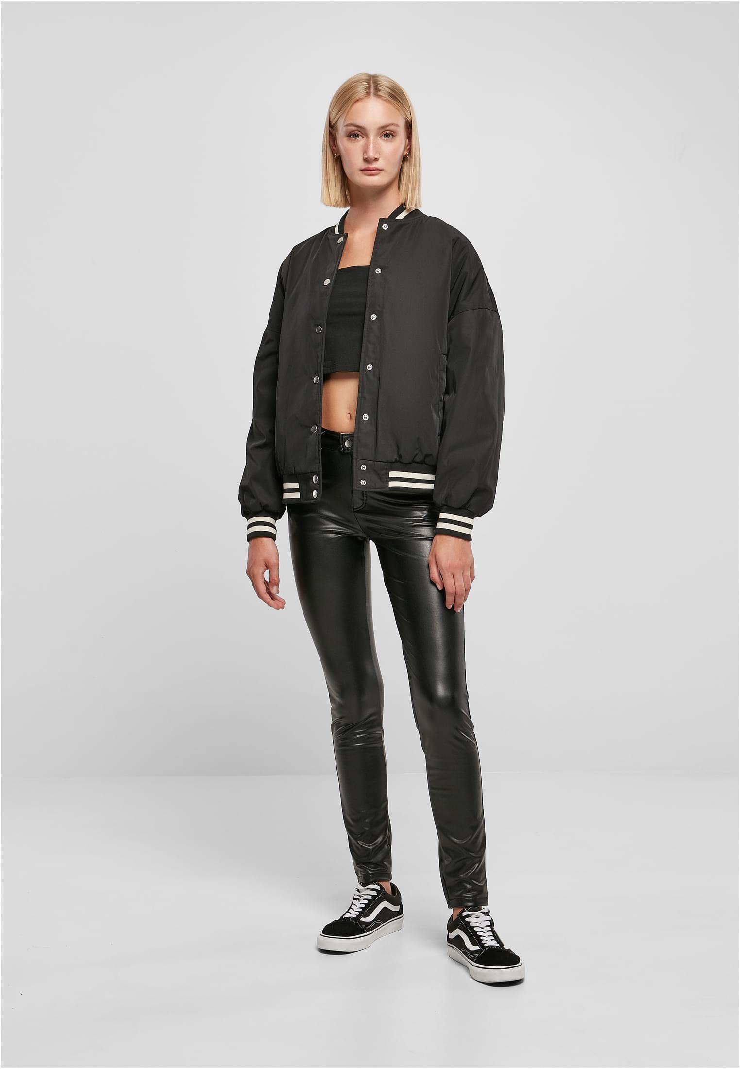 Ladies Oversized Recycled College Jacket | black