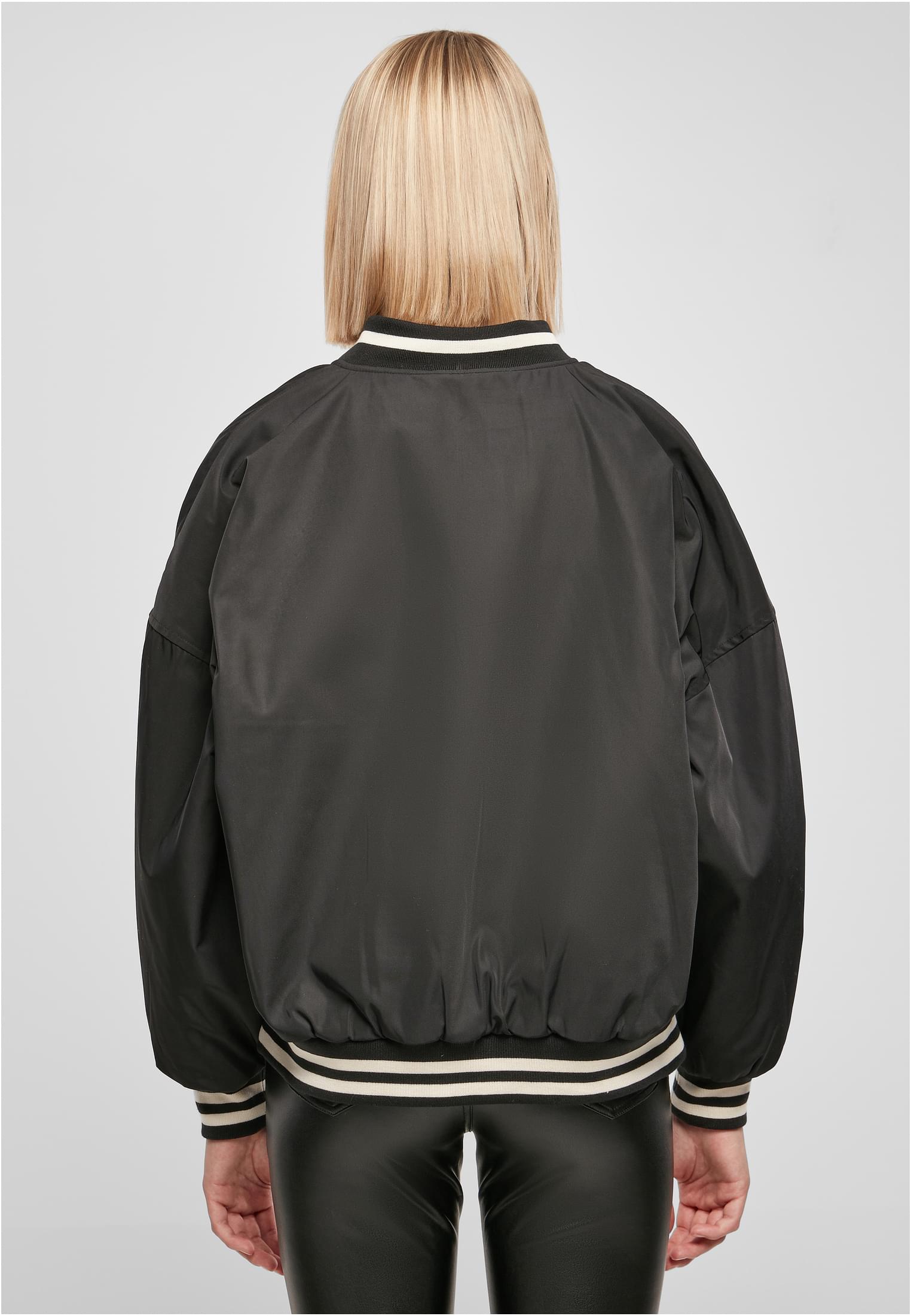 Ladies Oversized Recycled College Jacket | black