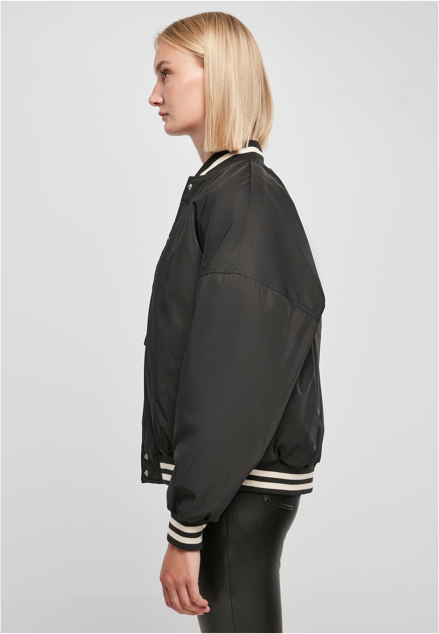 Ladies Oversized Recycled College Jacket | black