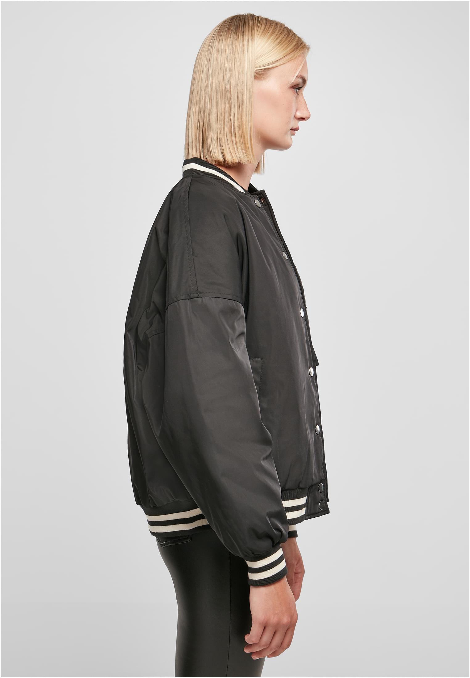 Ladies Oversized Recycled College Jacket | black