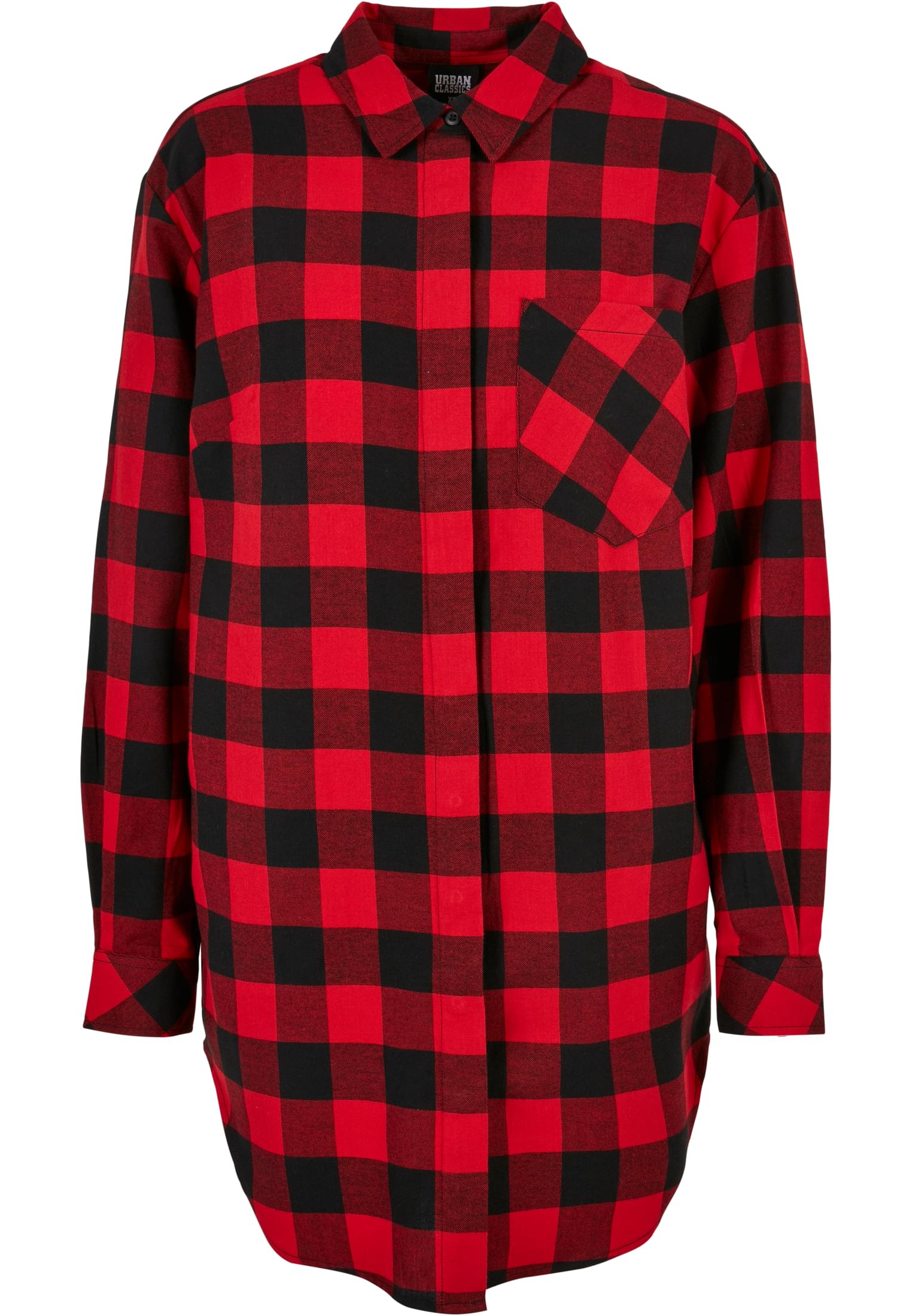 Ladies Oversized Check Flannel Shirt Dress | black/red