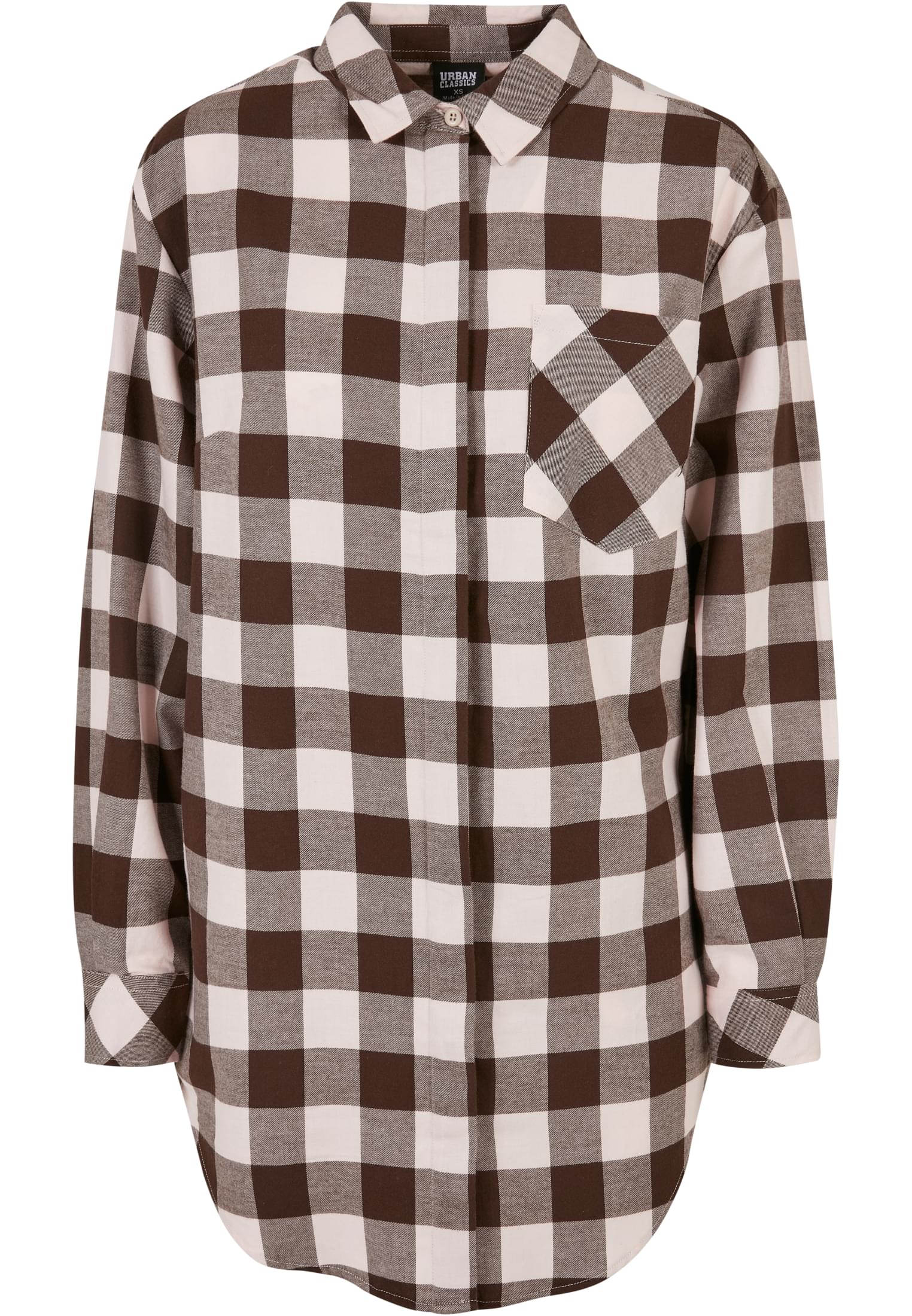 Ladies Oversized Check Flannel Shirt Dress | pink/brown