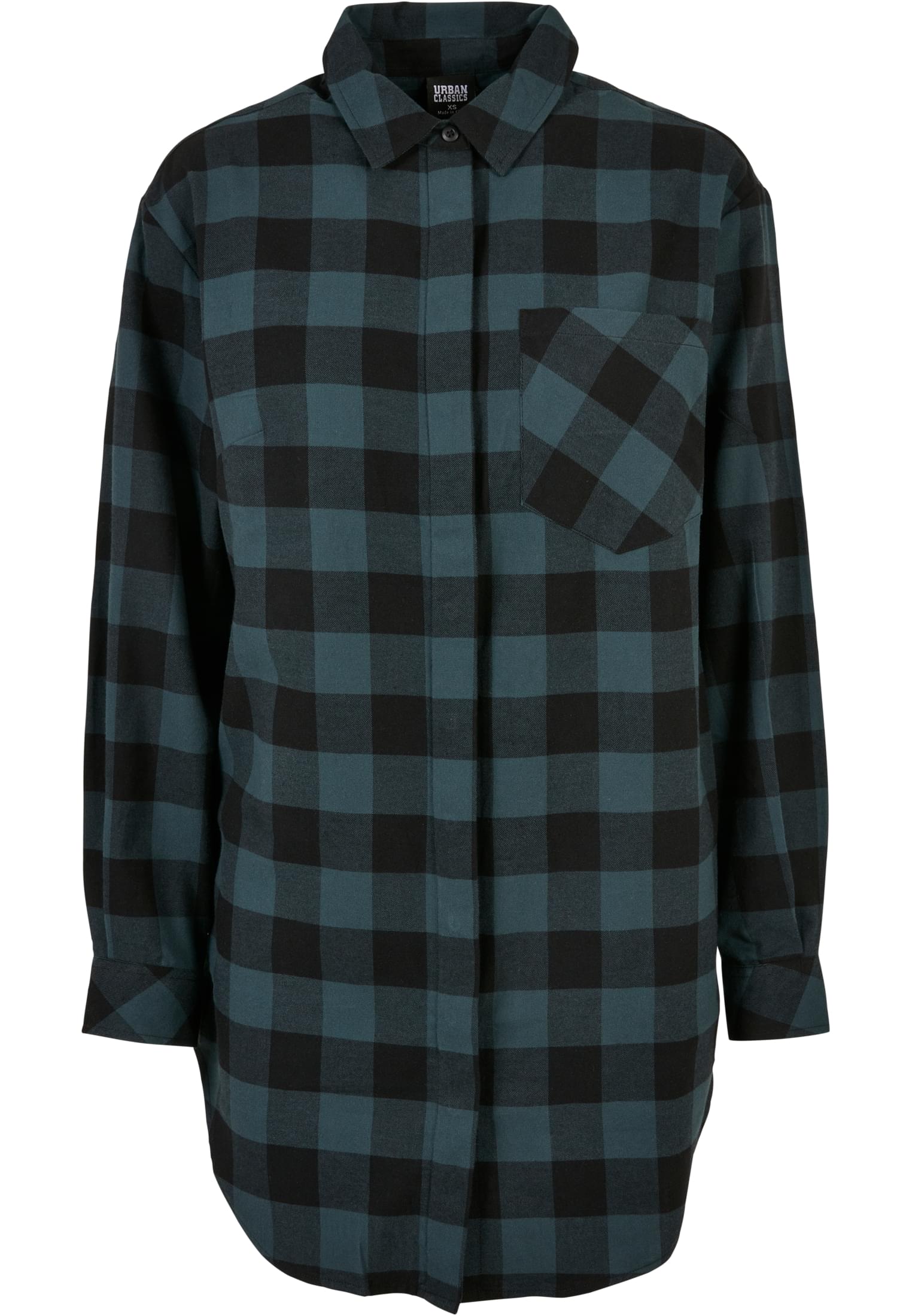 Ladies Oversized Check Flannel Shirt Dress | jasper/black