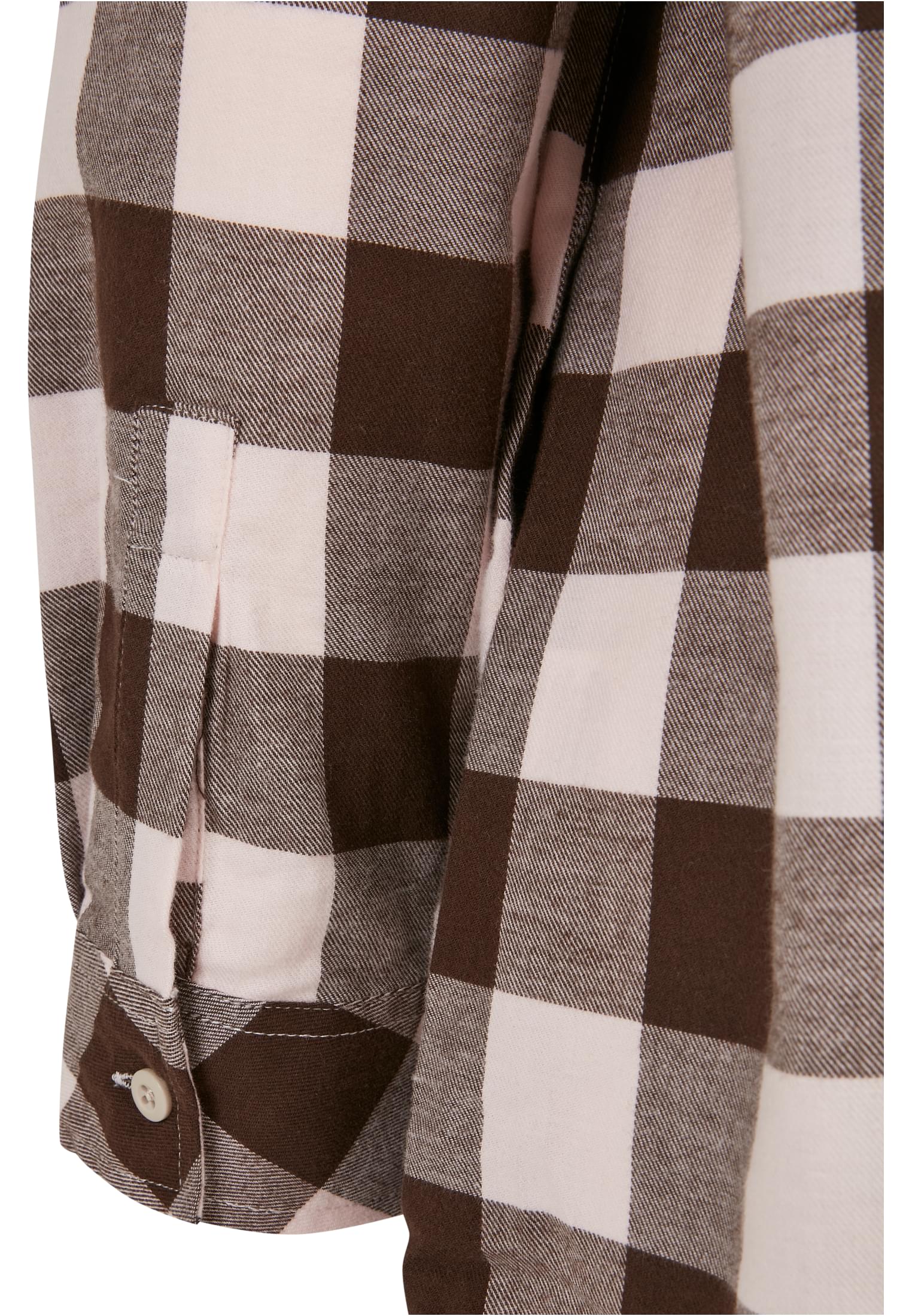 Ladies Oversized Check Flannel Shirt Dress | pink/brown