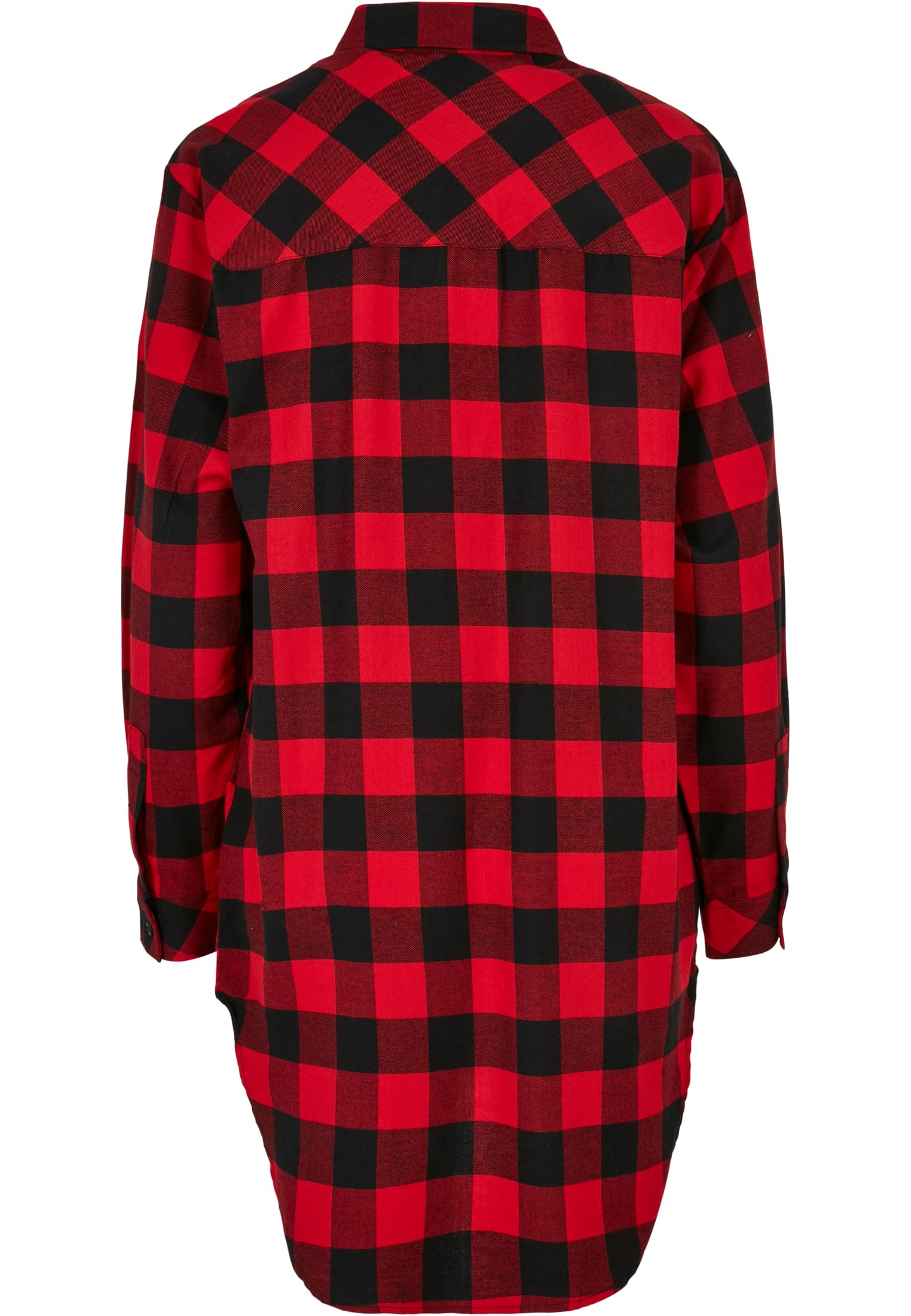 Ladies Oversized Check Flannel Shirt Dress | black/red