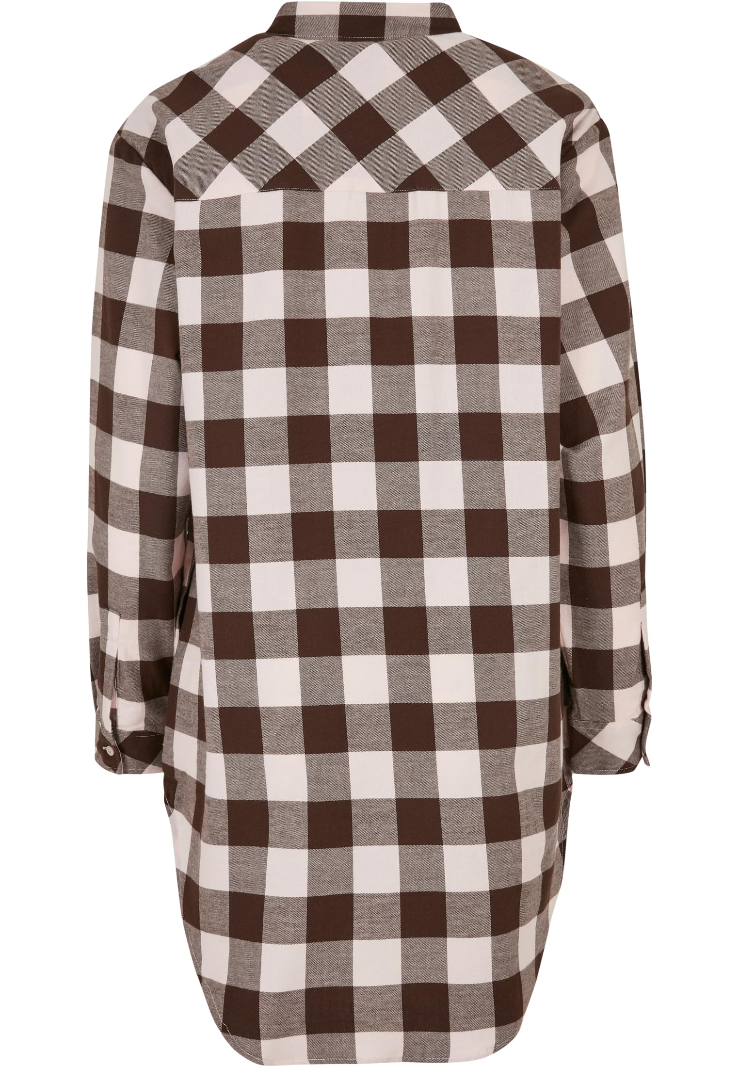 Ladies Oversized Check Flannel Shirt Dress | pink/brown