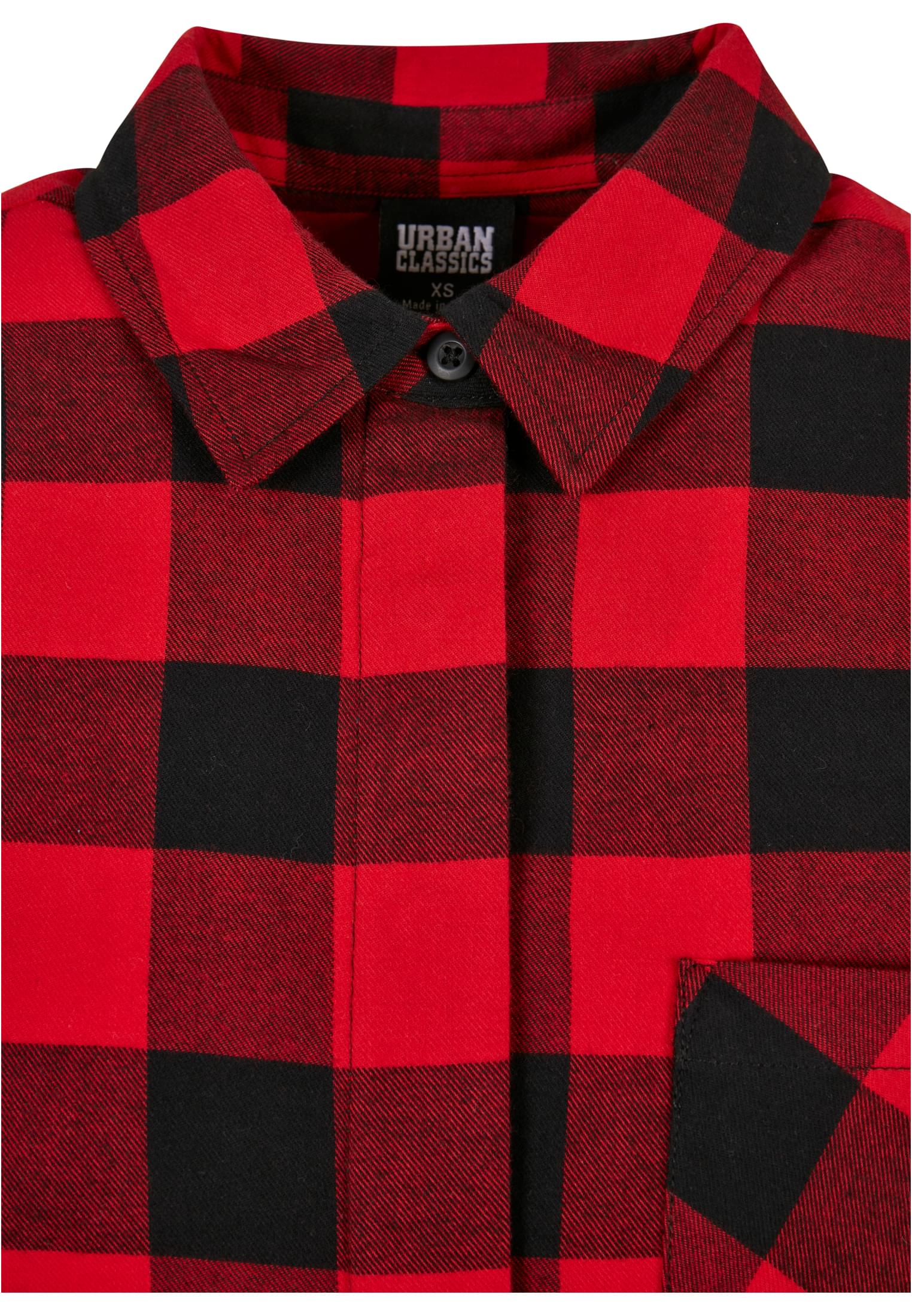 Ladies Oversized Check Flannel Shirt Dress | black/red