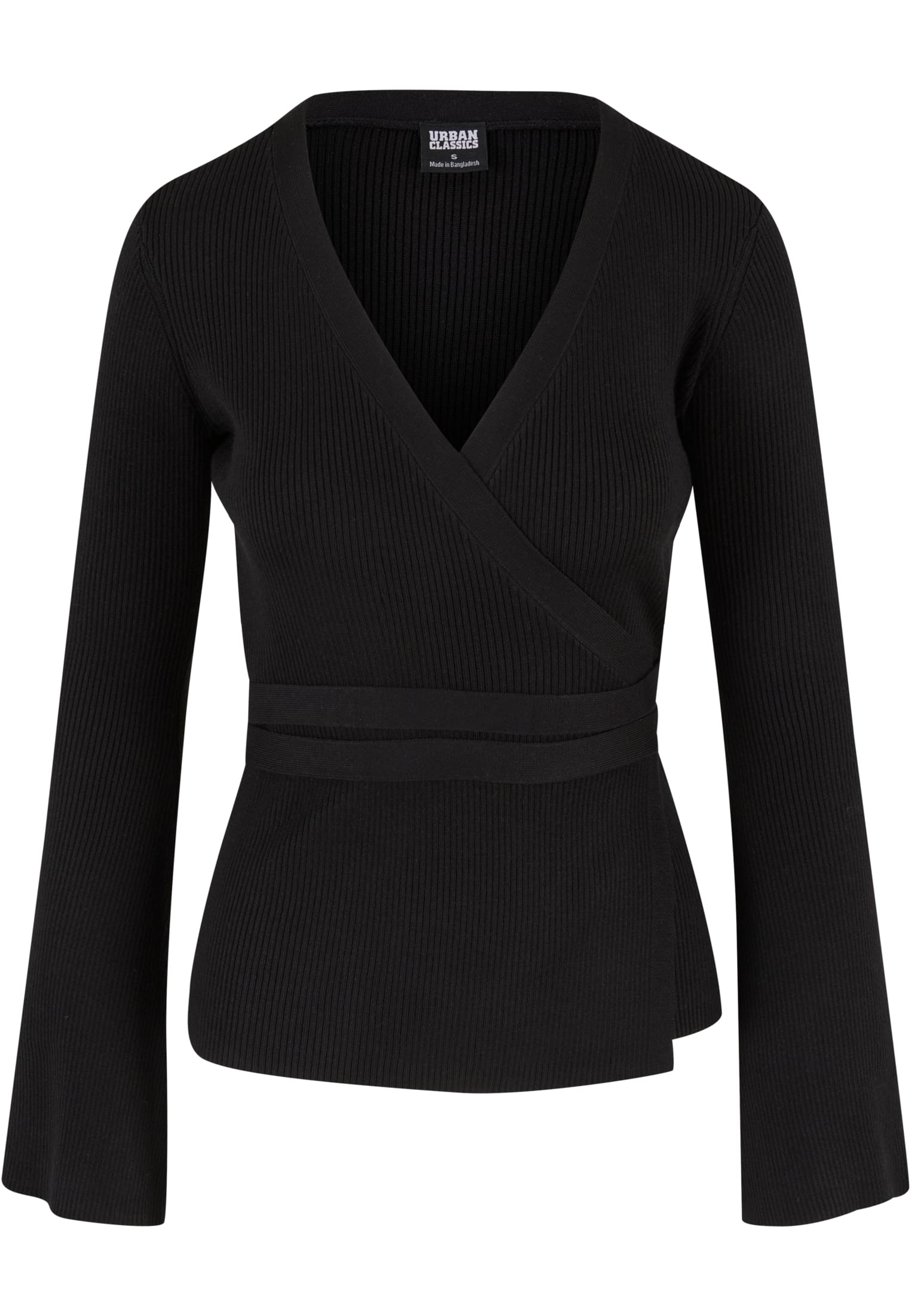 Ladies Rib Knit Wrapped Cardigan | black