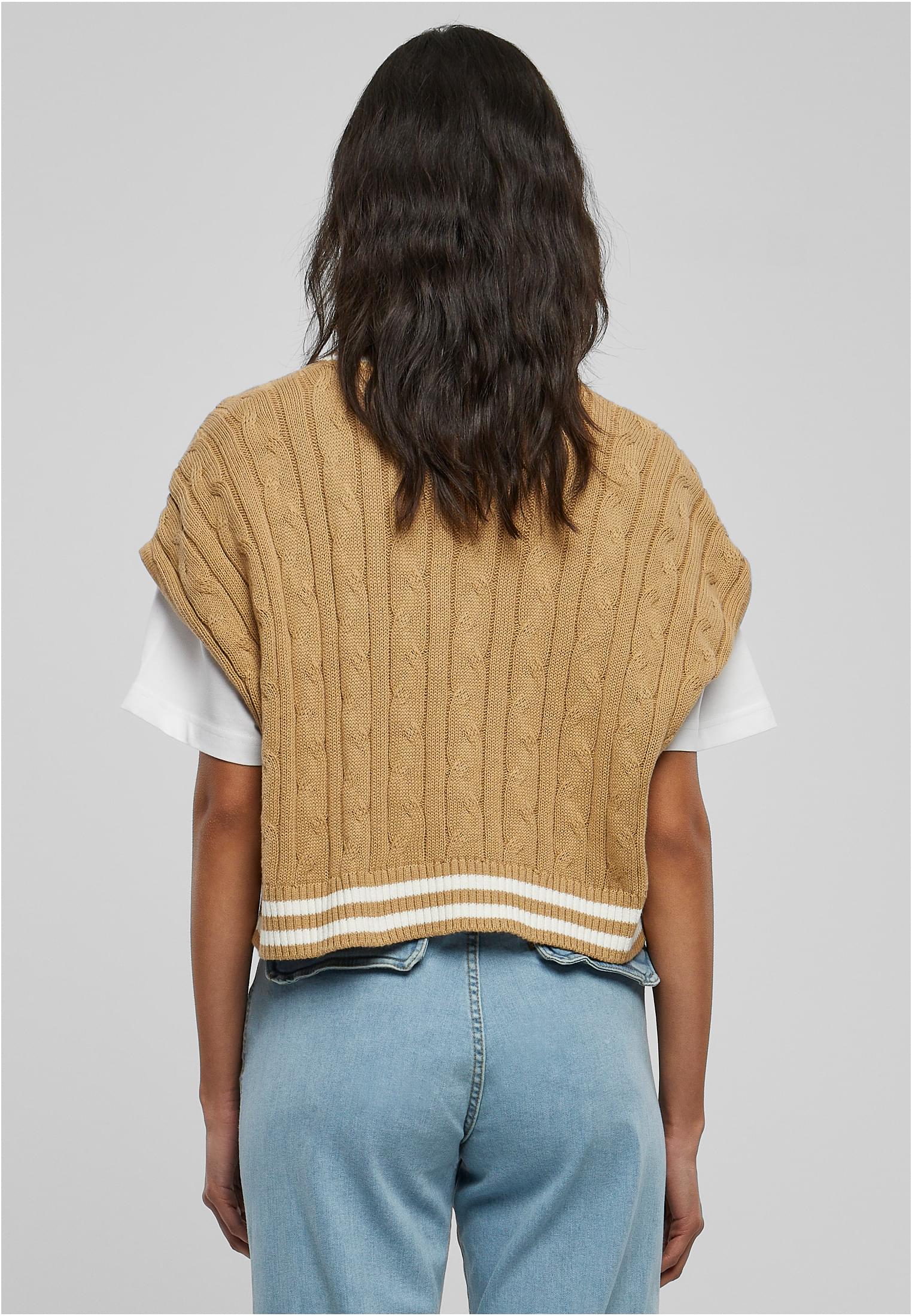 Ladies Cropped Knit College Slipover | unionbeige