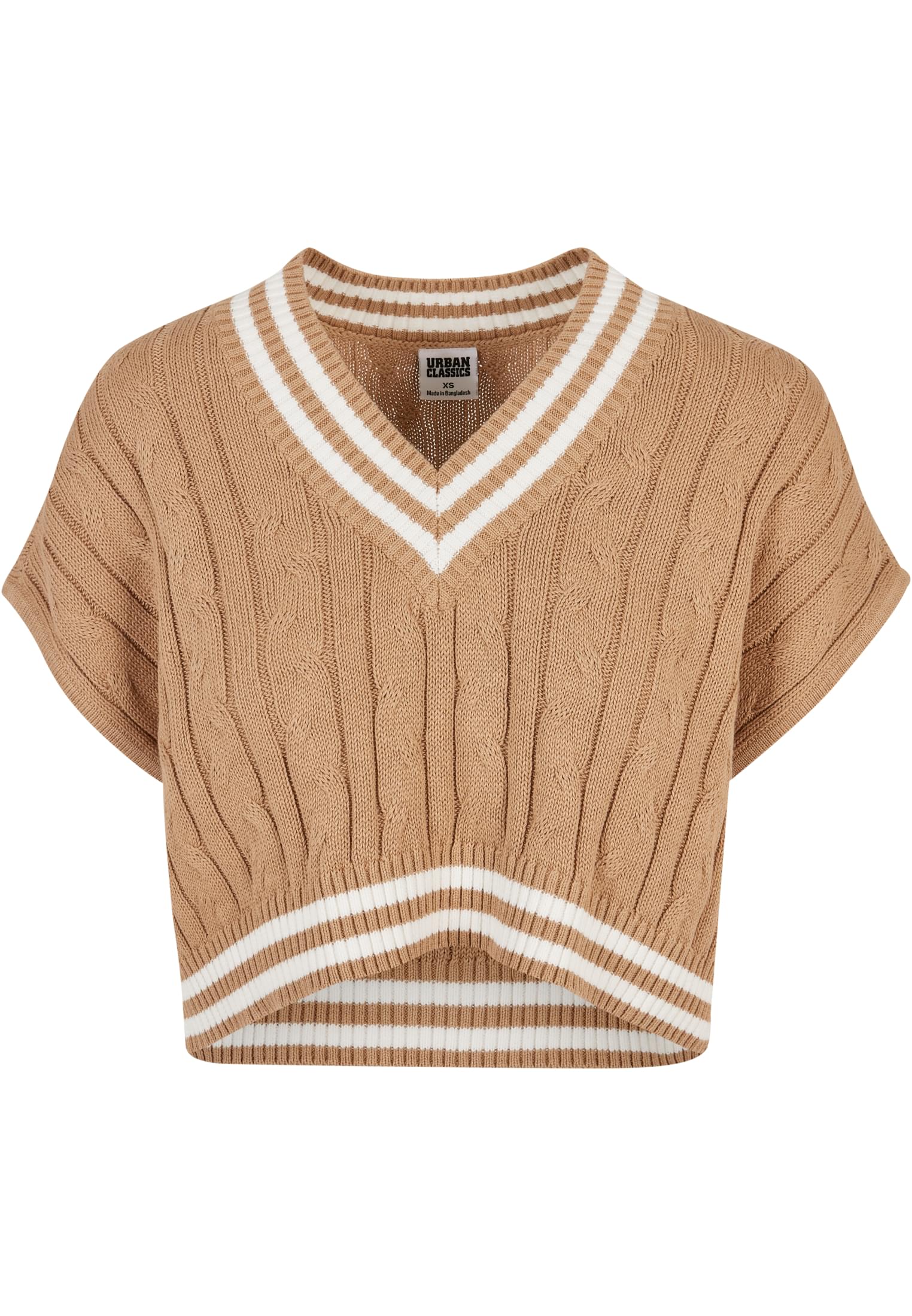 Ladies Cropped Knit College Slipover | unionbeige