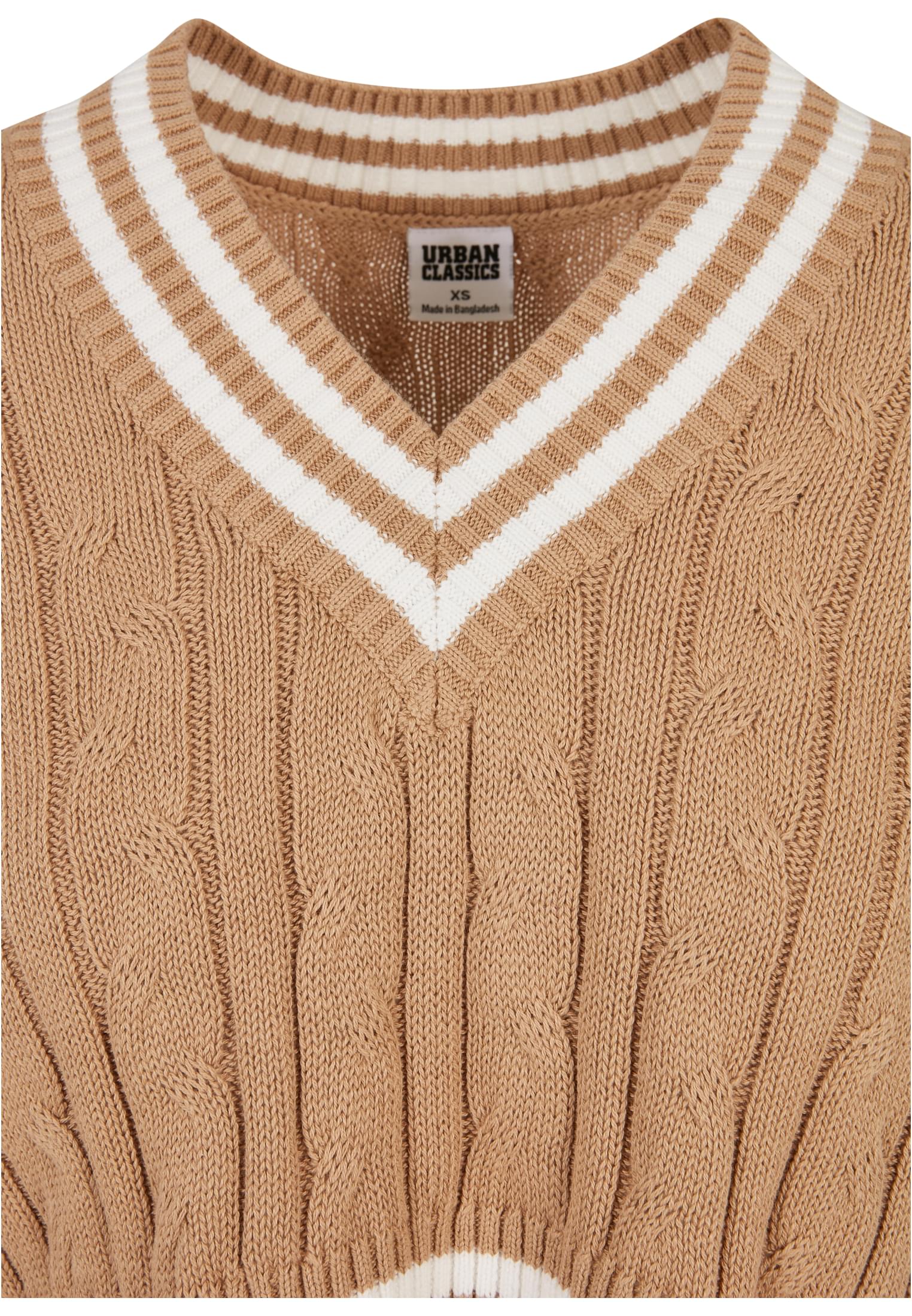 Ladies Cropped Knit College Slipover | unionbeige