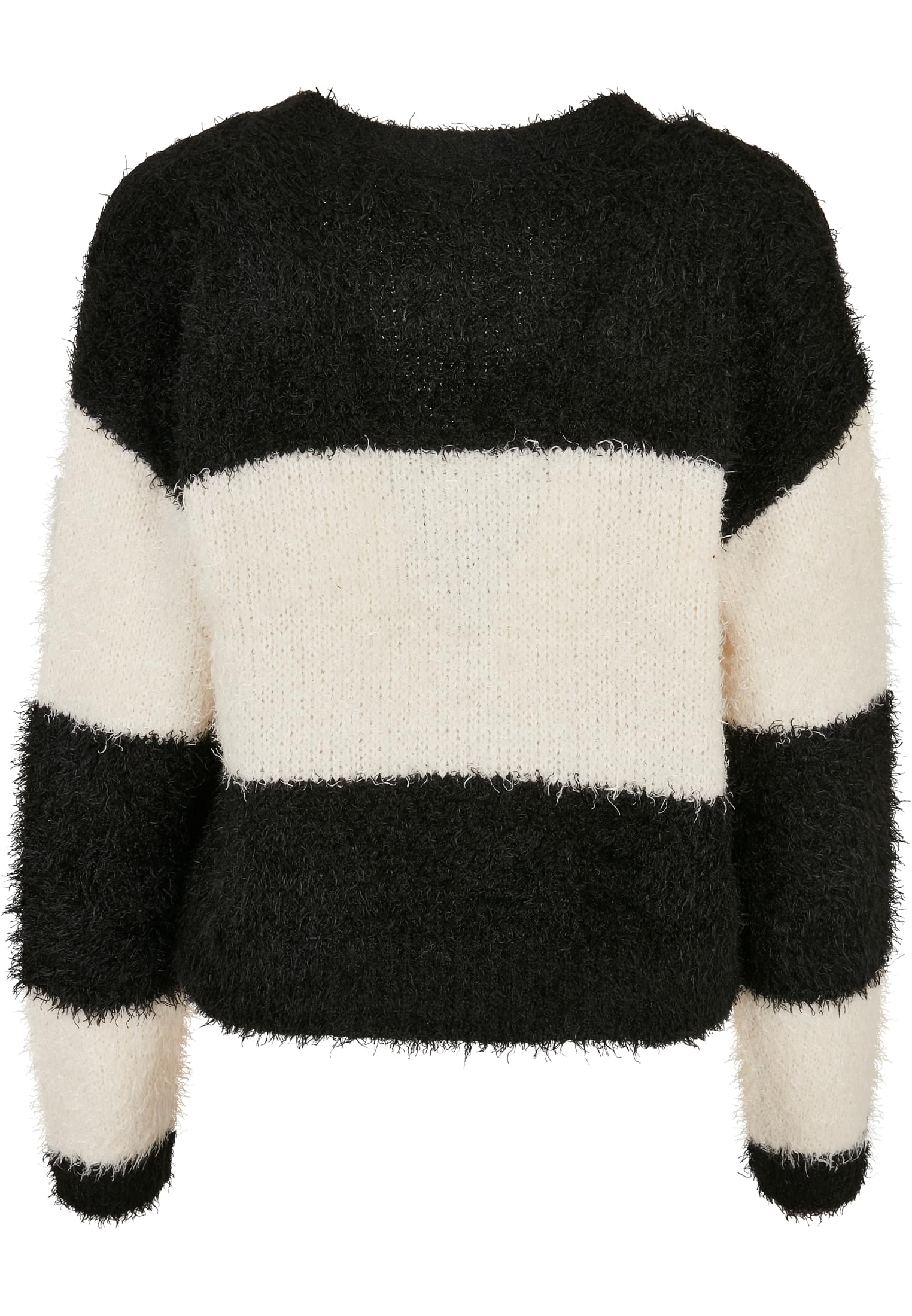 Ladies Short Oversized Feather Cardigan | black/whitesand