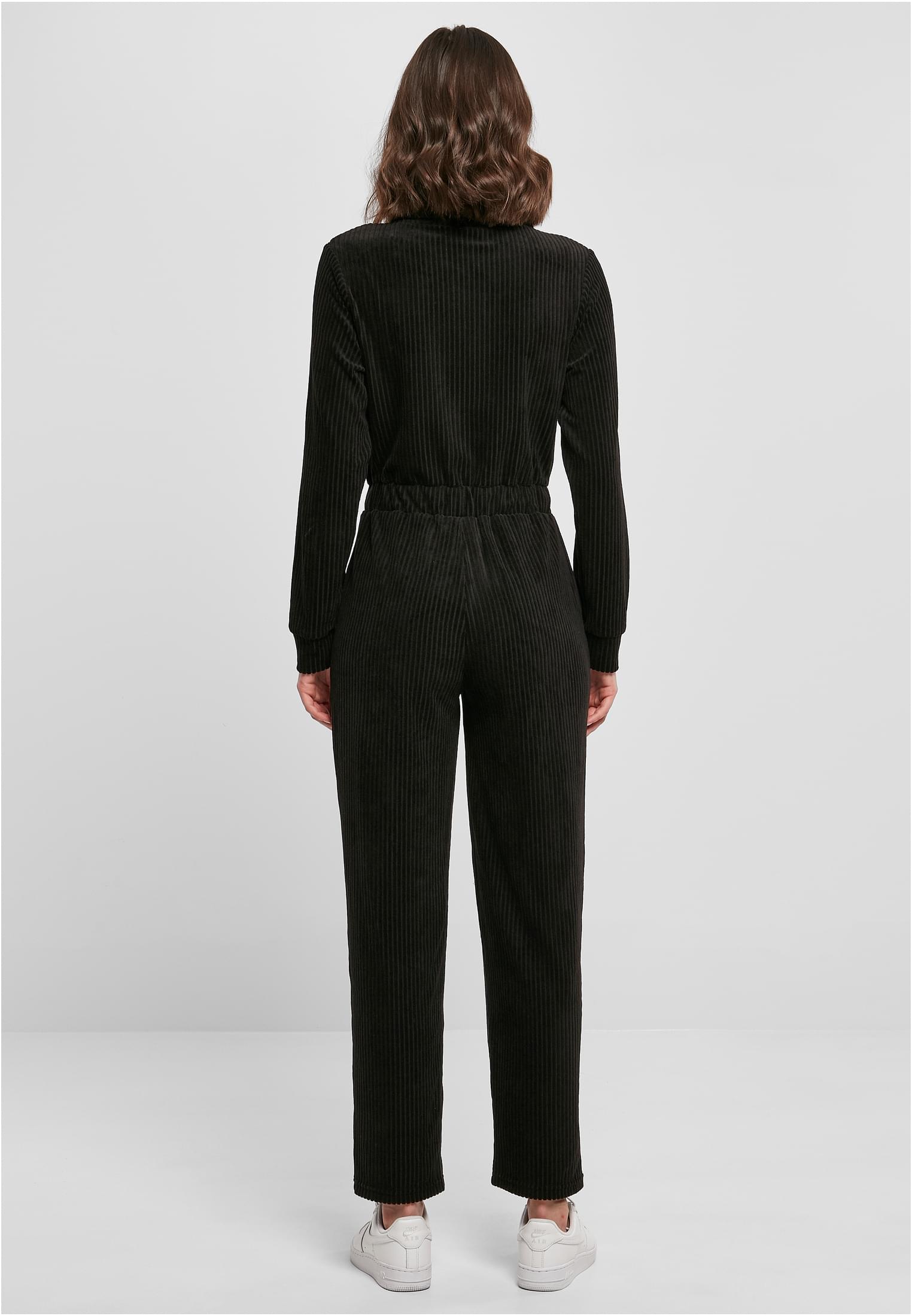 Ladies Velvet Rib Boiler Suit | black