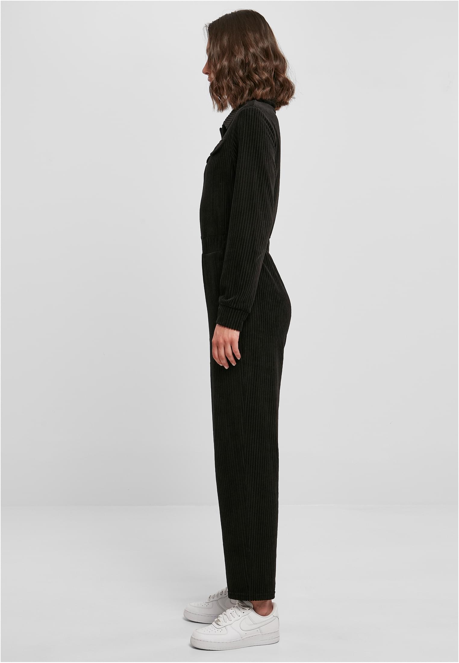 Ladies Velvet Rib Boiler Suit | black