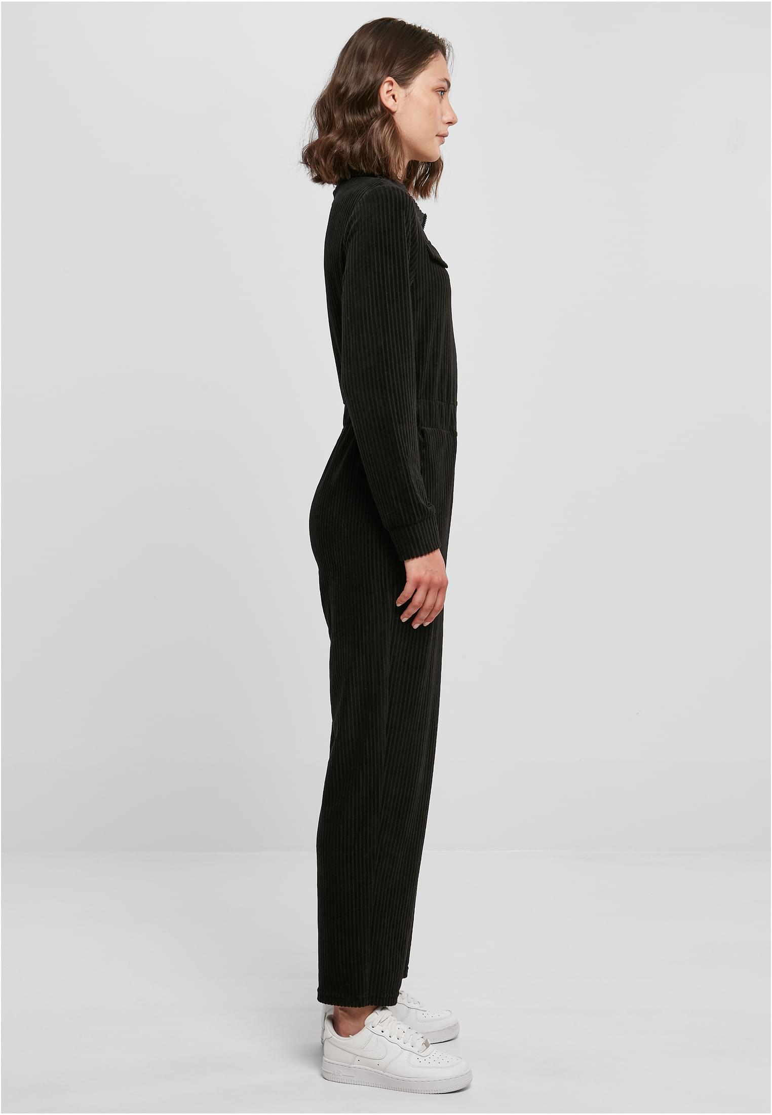 Ladies Velvet Rib Boiler Suit | black