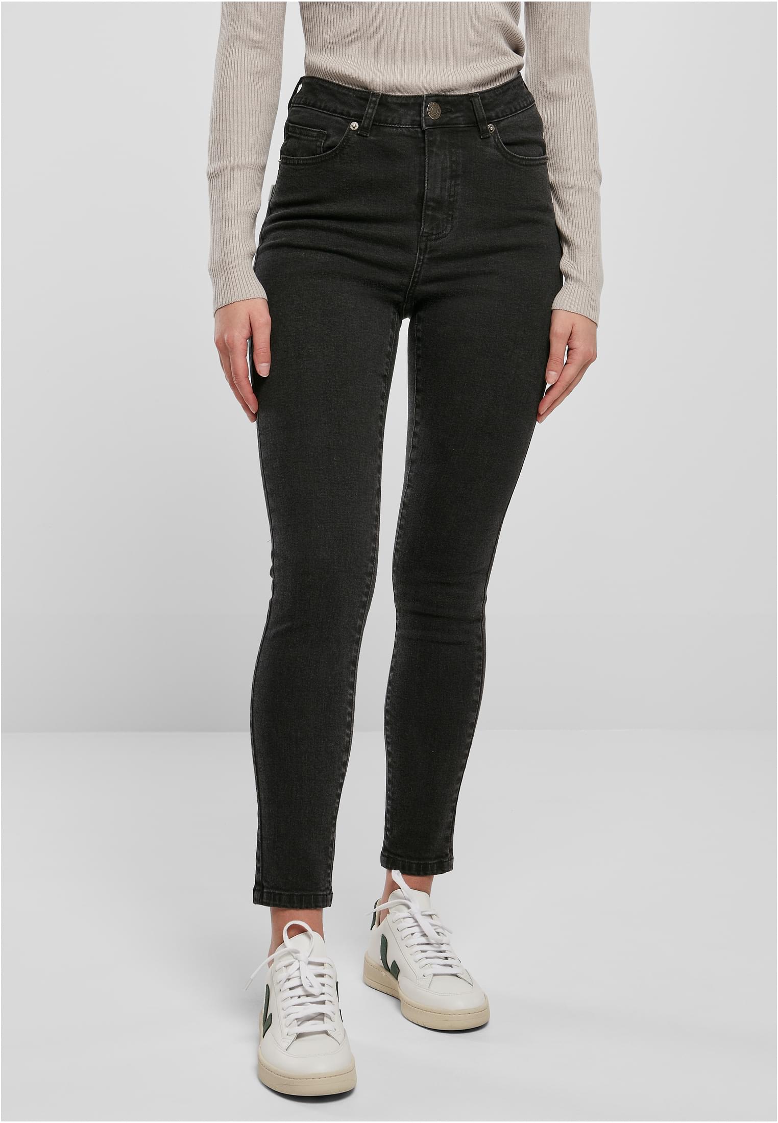 Ladies Organic High Waist Skinny Jeans | black washed