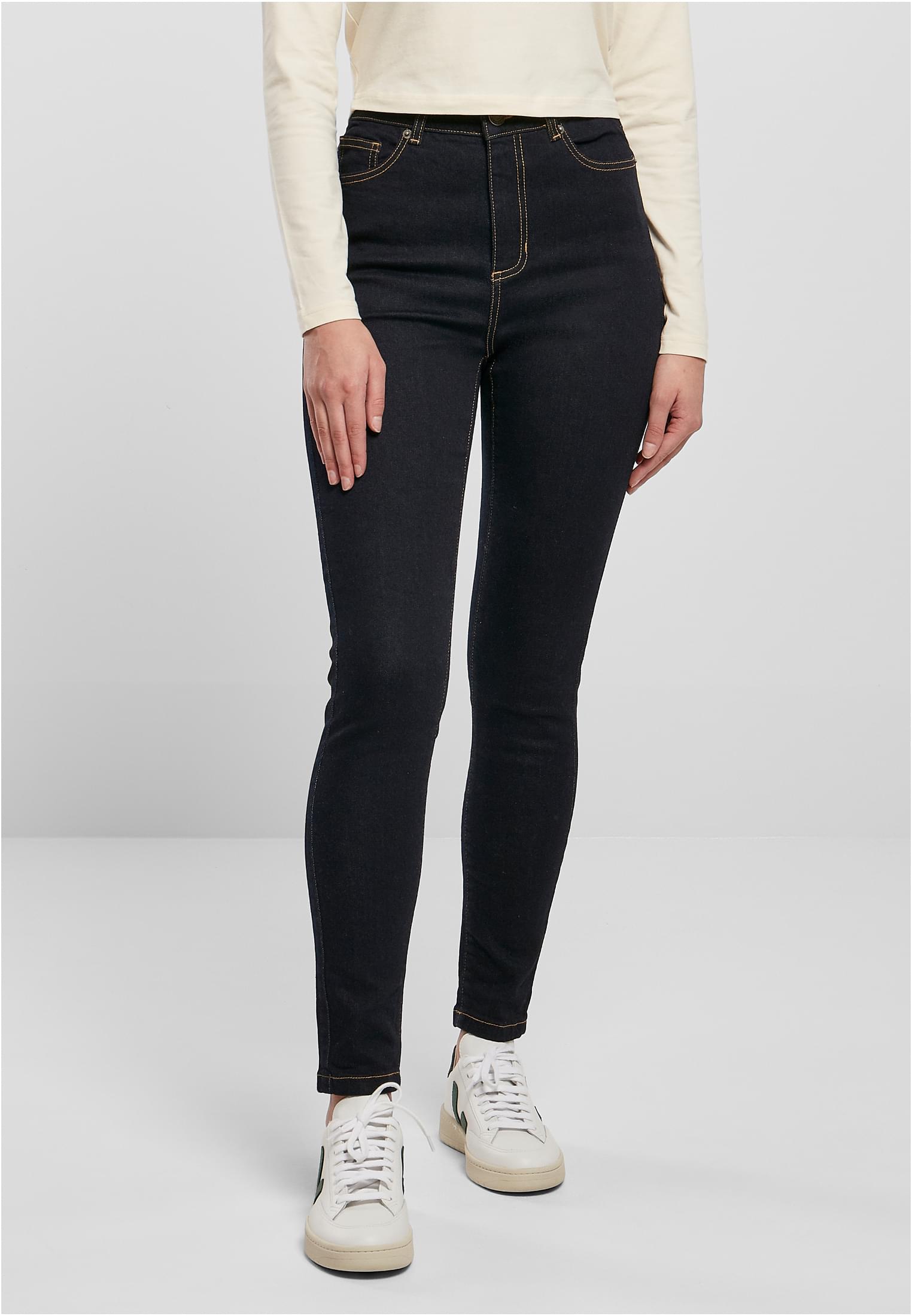 Ladies Organic High Waist Skinny Jeans | darkblue raw