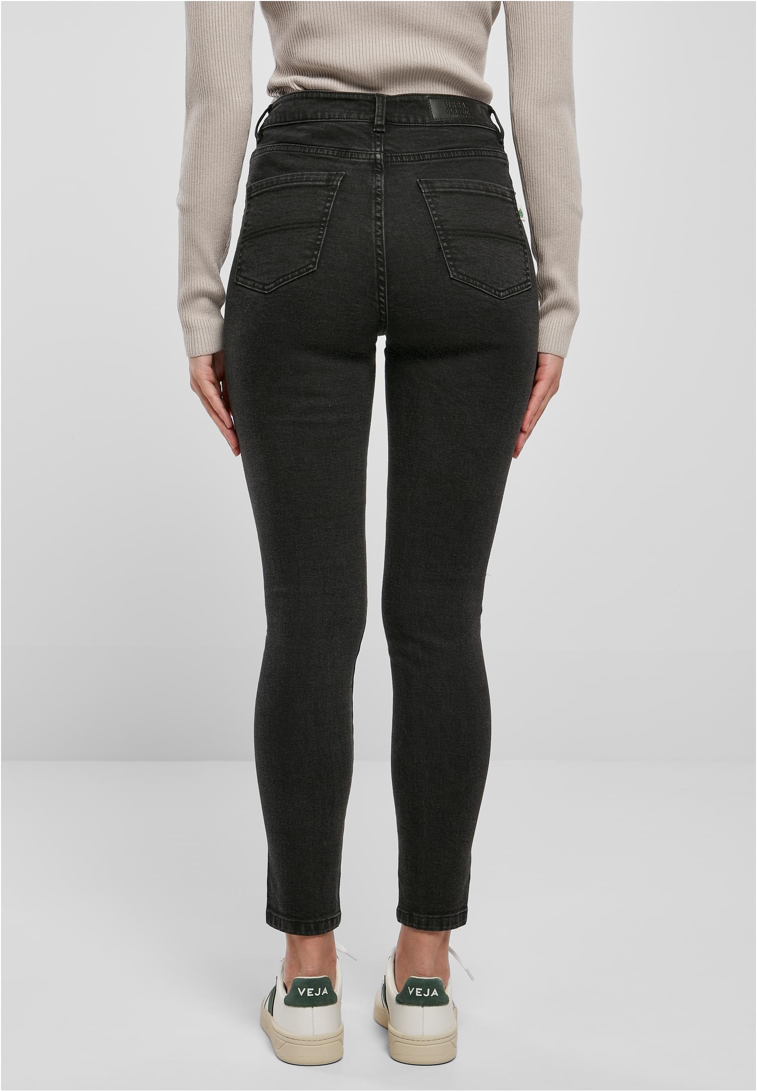 Ladies Organic High Waist Skinny Jeans | black washed