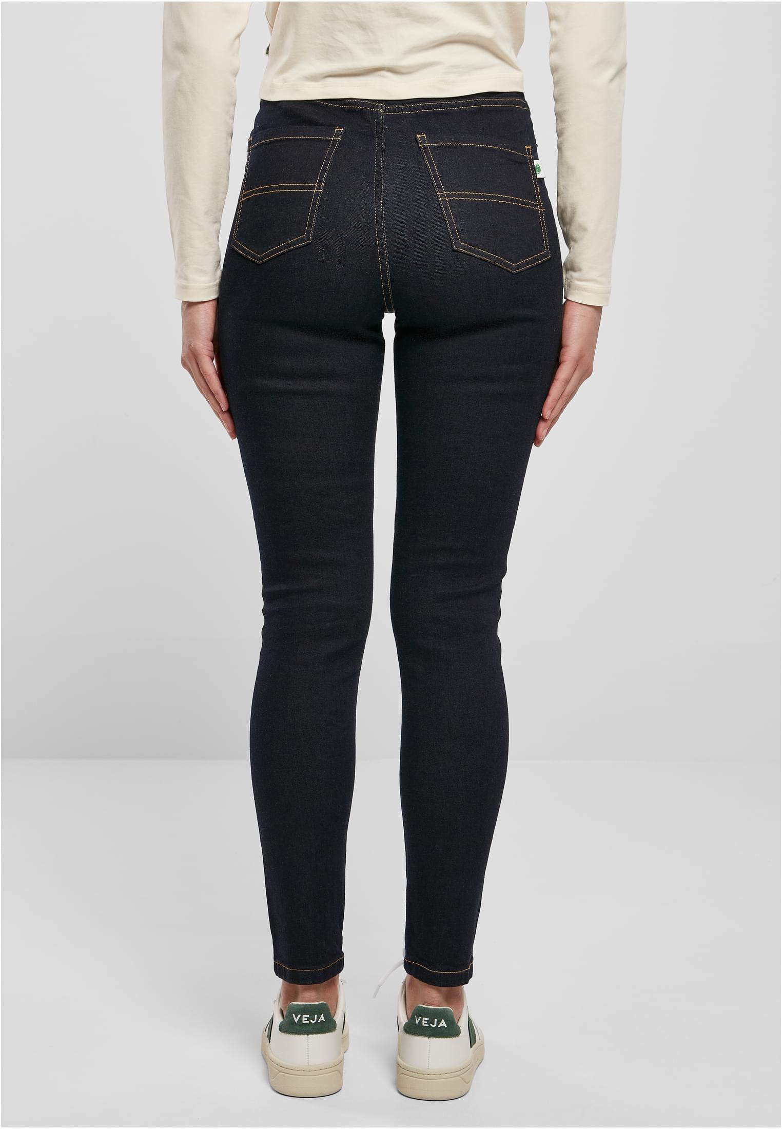 Ladies Organic High Waist Skinny Jeans | darkblue raw