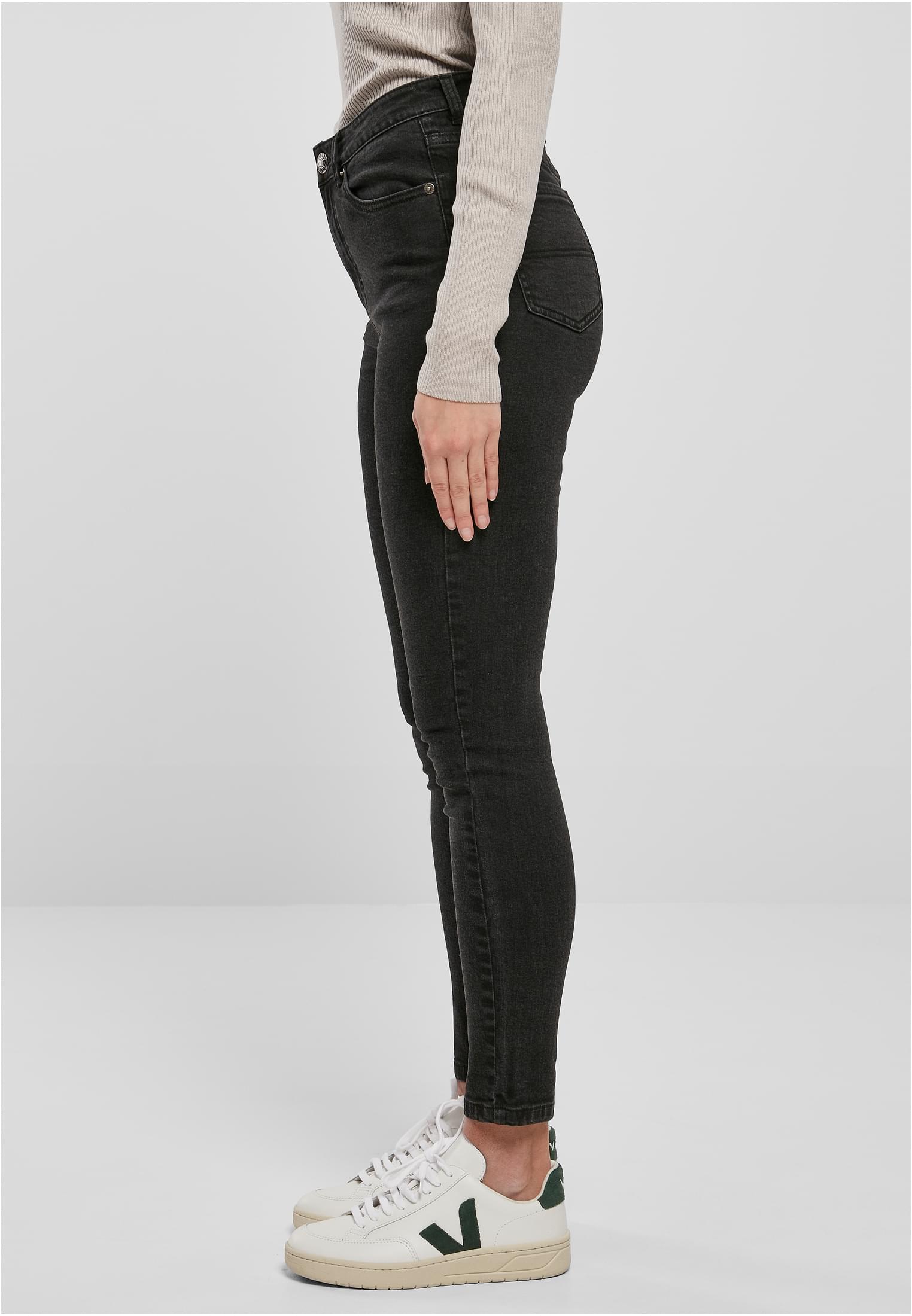 Ladies Organic High Waist Skinny Jeans | black washed