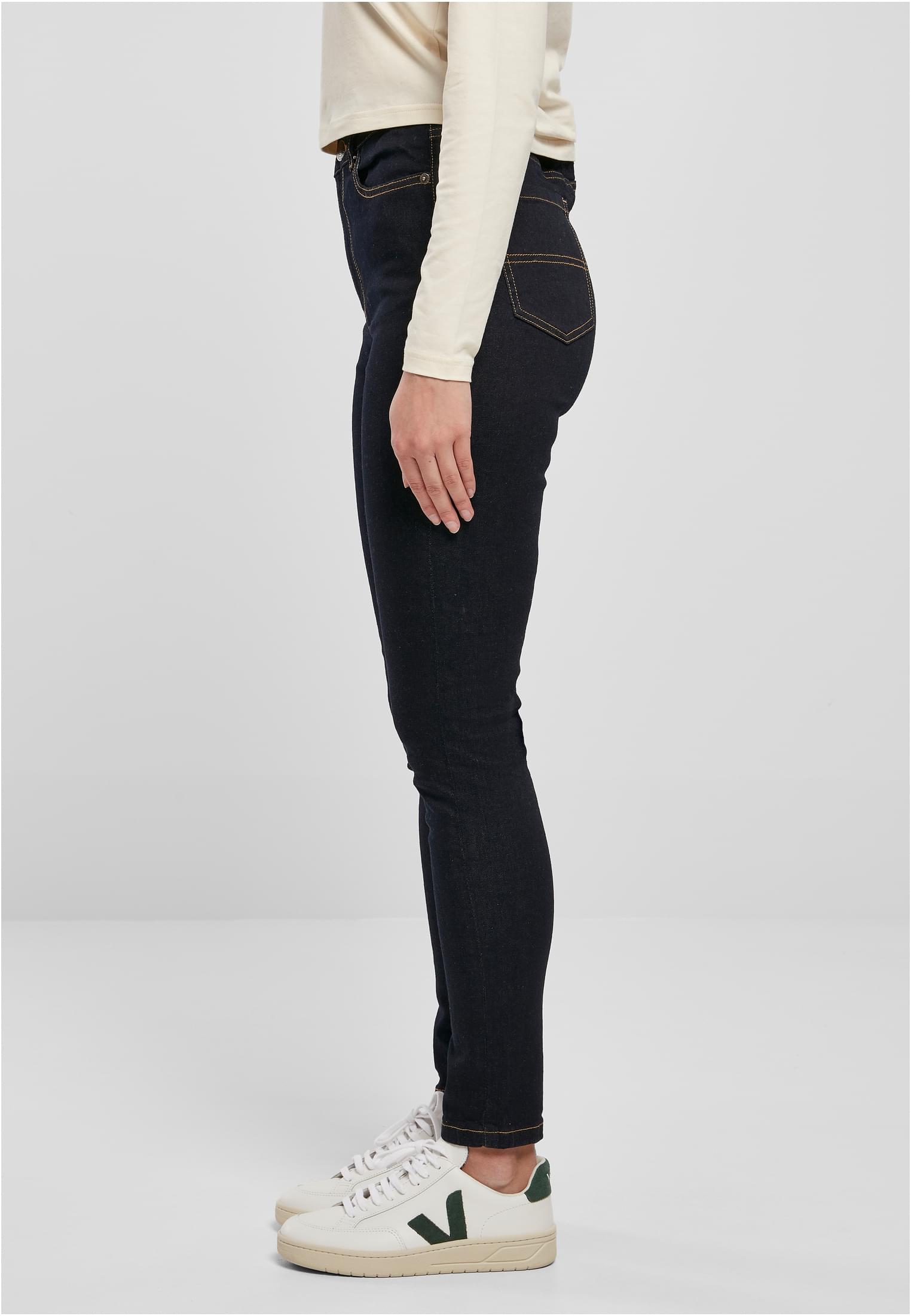 Ladies Organic High Waist Skinny Jeans | darkblue raw