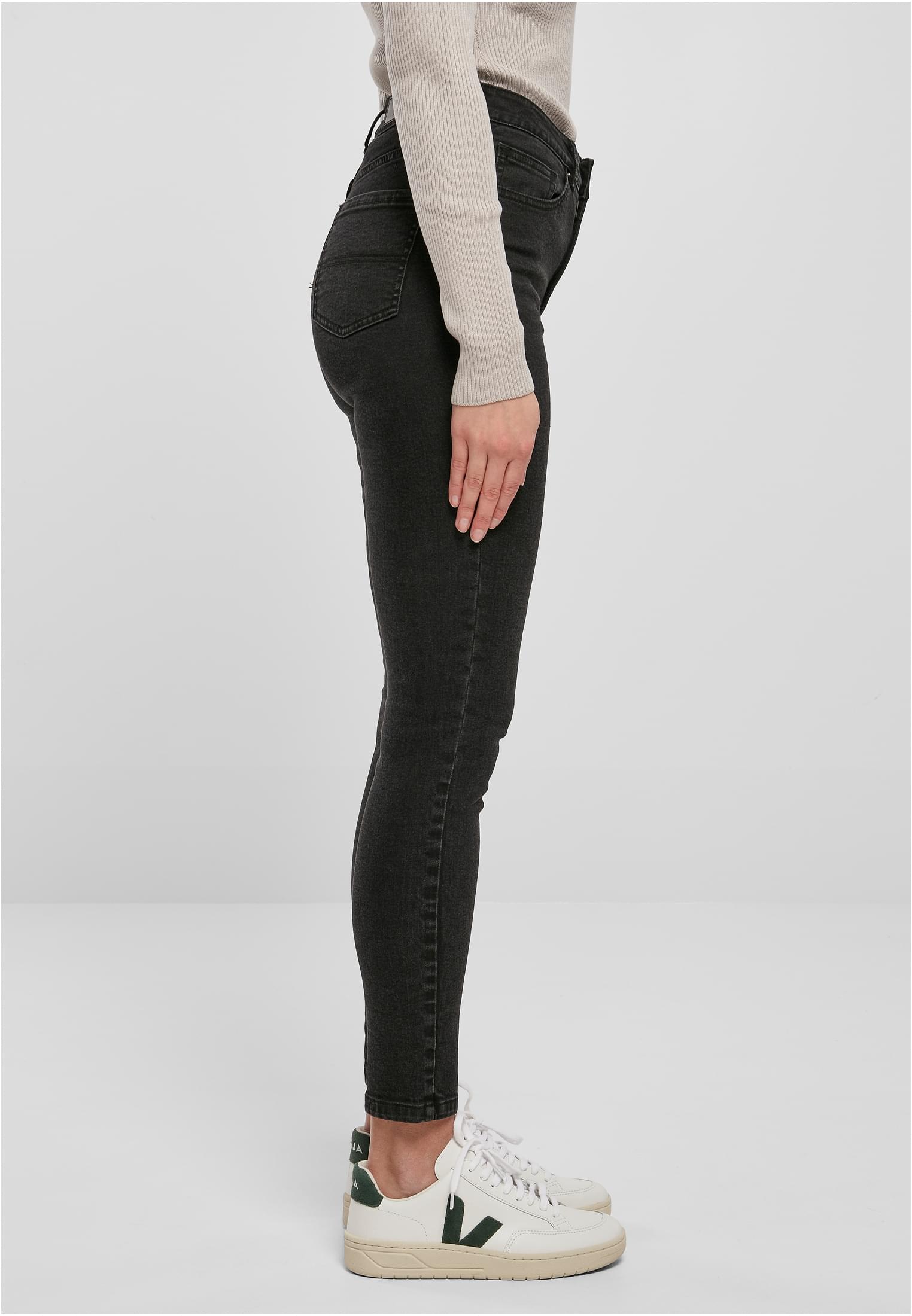 Ladies Organic High Waist Skinny Jeans | black washed