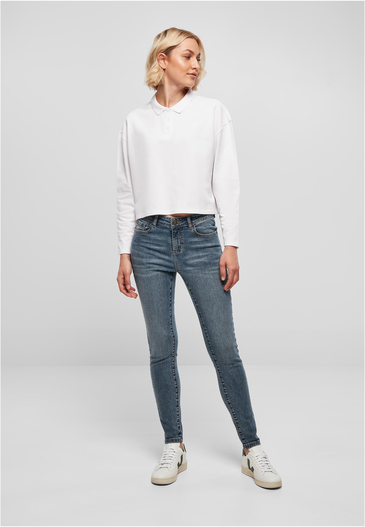 Ladies Mid Waist Skinny Jeans | midstone washed