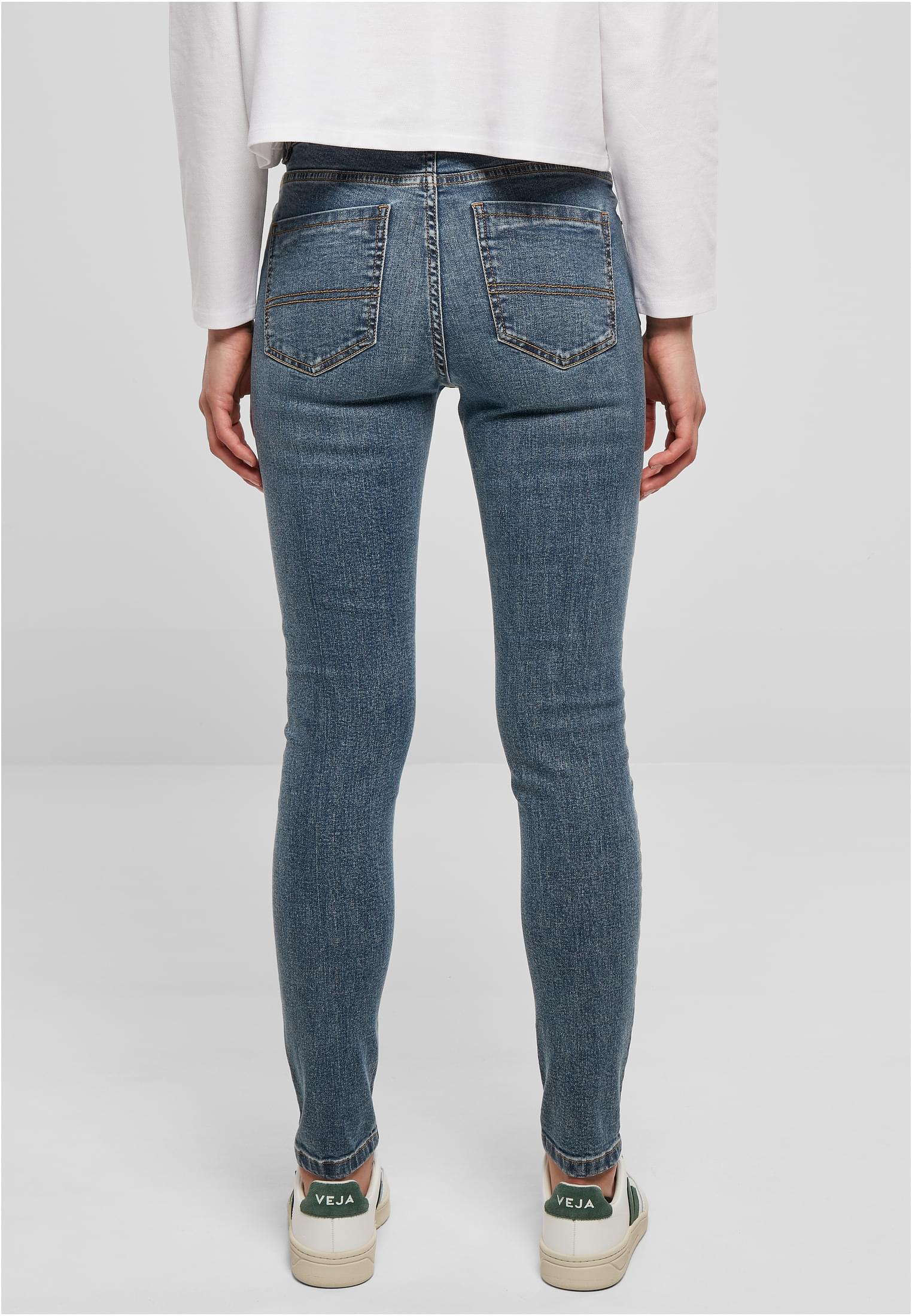 Ladies Mid Waist Skinny Jeans | midstone washed