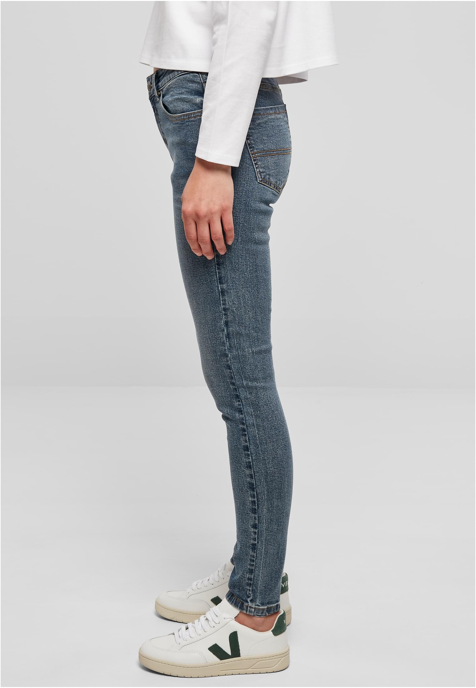 Ladies Mid Waist Skinny Jeans | midstone washed