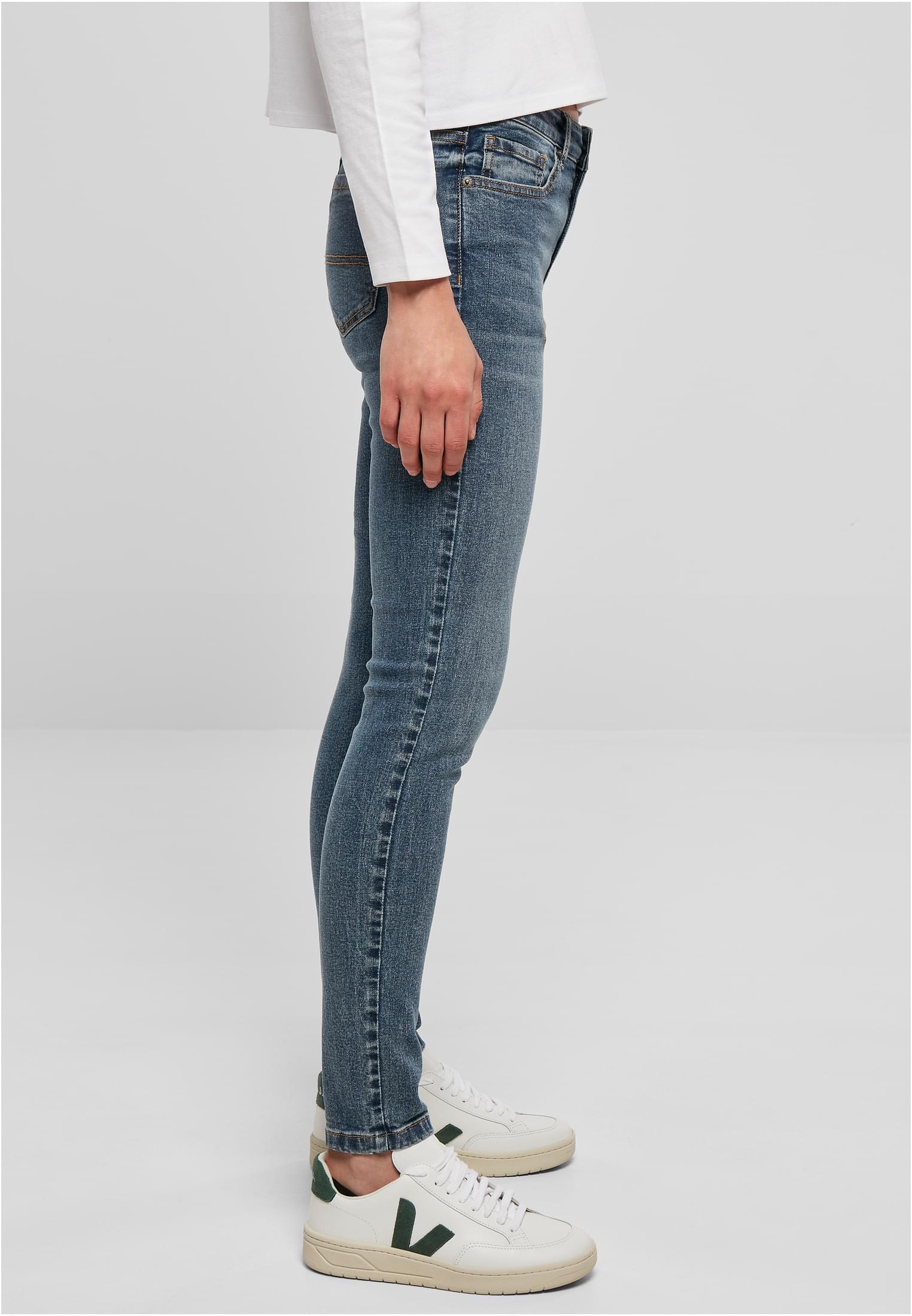 Ladies Mid Waist Skinny Jeans | midstone washed