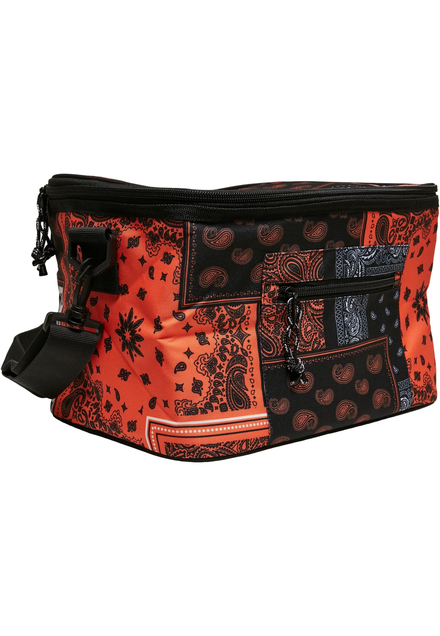 Bandana Patchwork Print Cooling Bag | black/orange