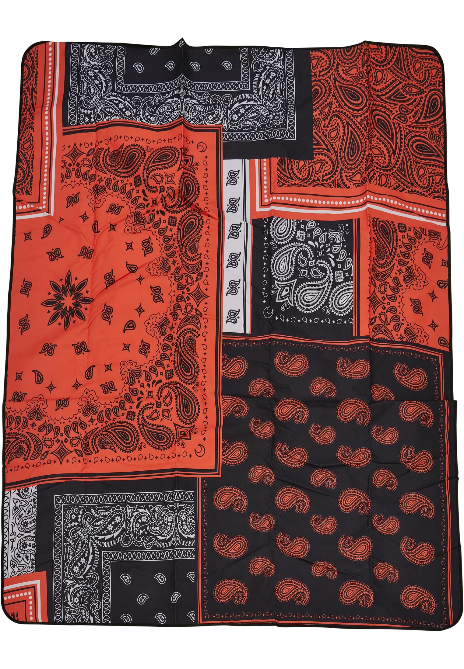 Bandana Patchwork Print Blanket | black/orange