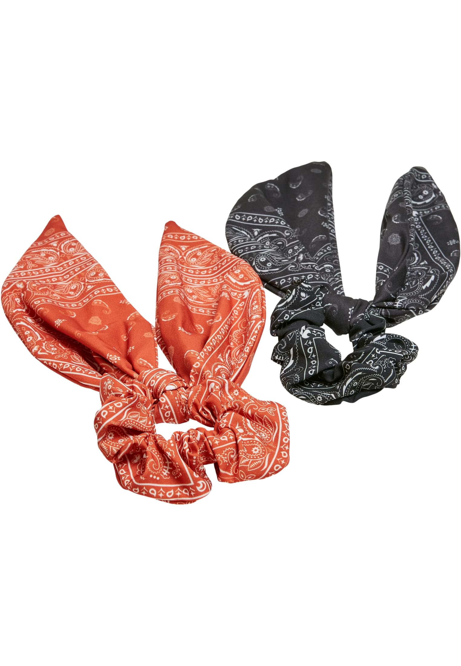 Bandana Print Scrunchies With XXL Bow 2-Pack | orange/black