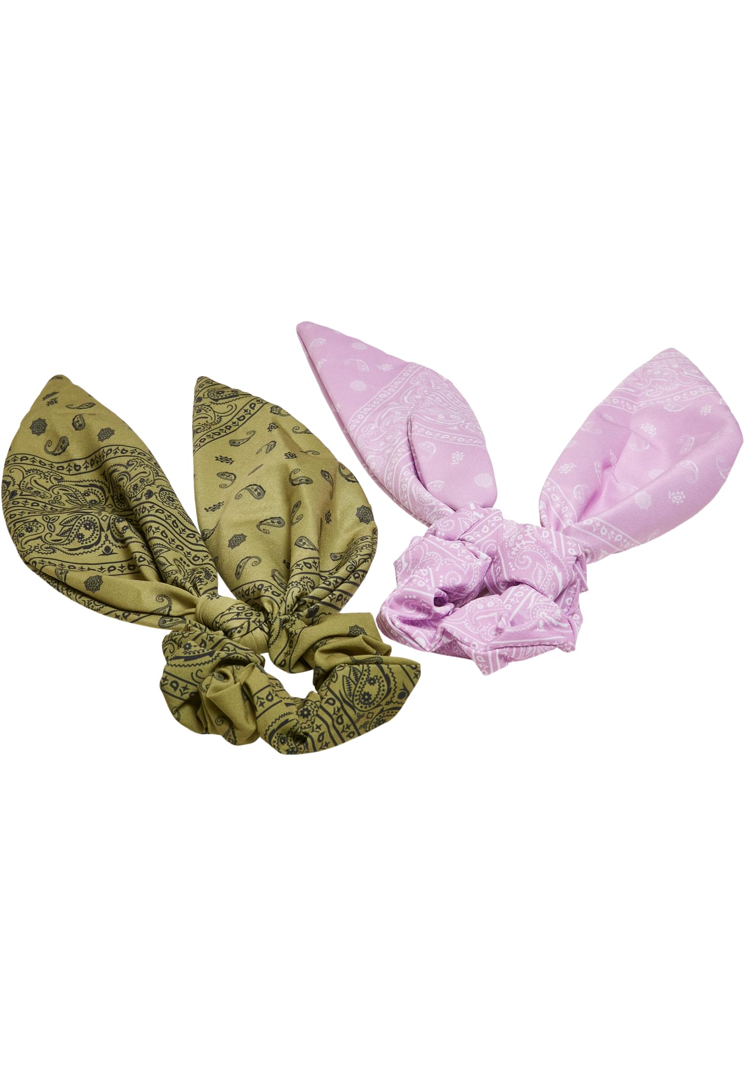 Bandana Print Scrunchies With XXL Bow 2-Pack | khaki/lightlilac