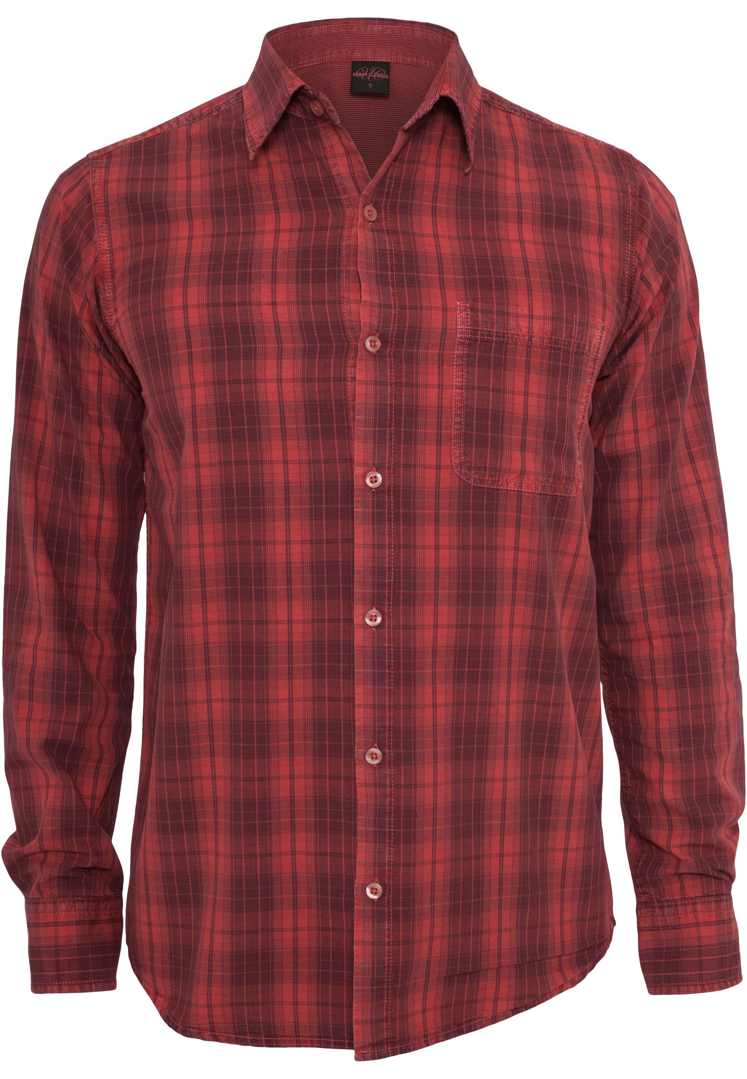 Checked Garment Dye Shirt | blk/red