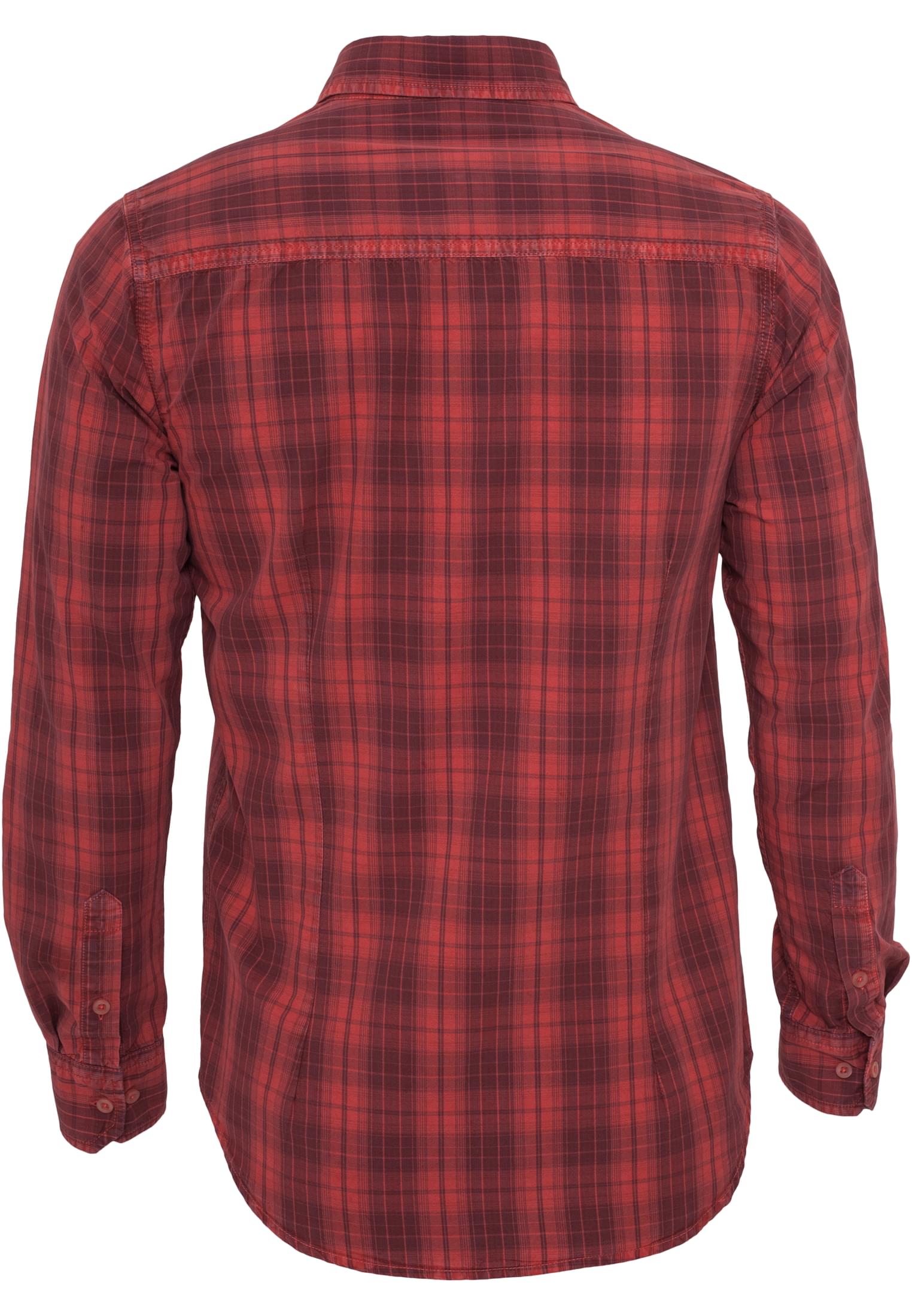 Checked Garment Dye Shirt | blk/red