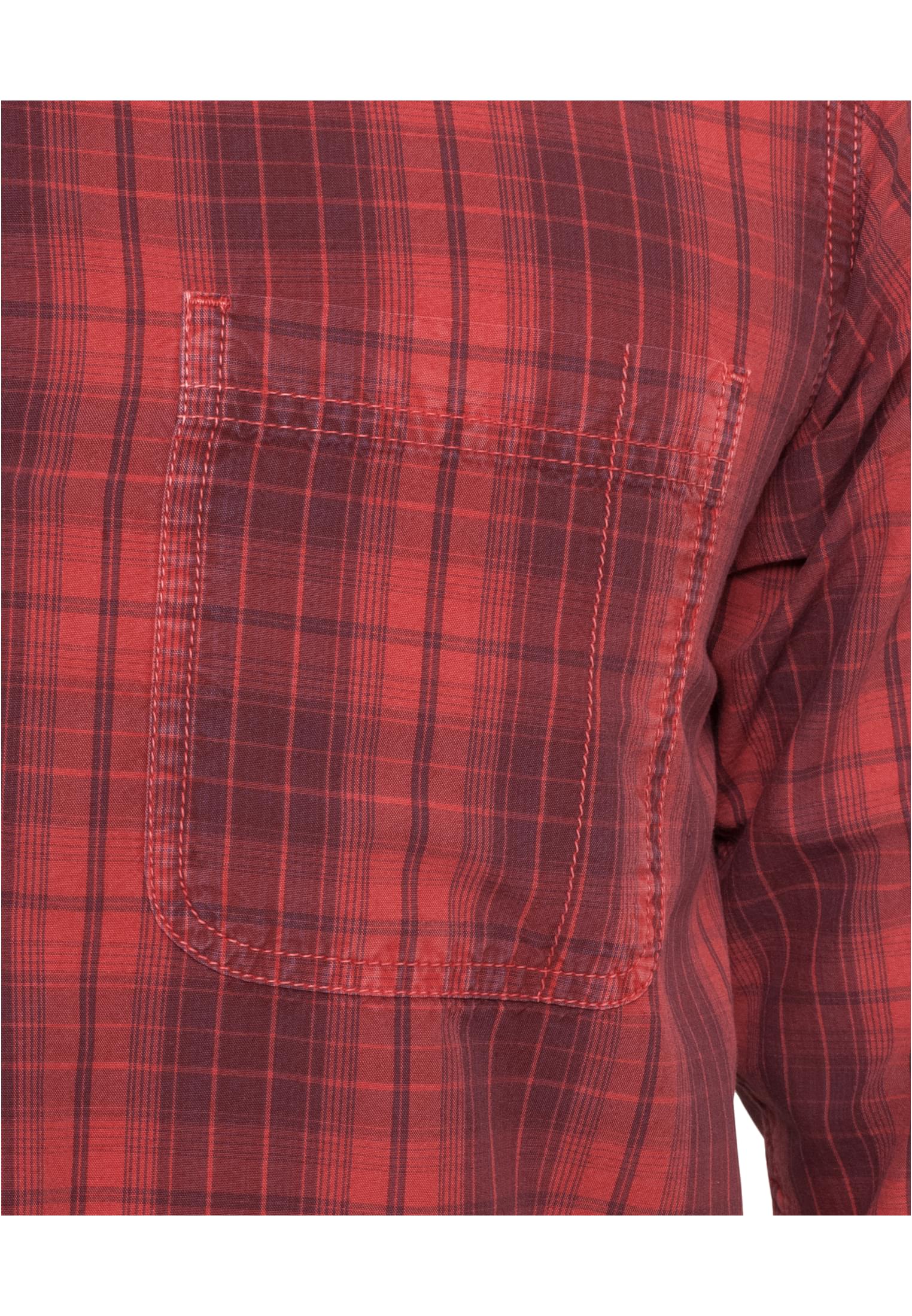 Checked Garment Dye Shirt | blk/red