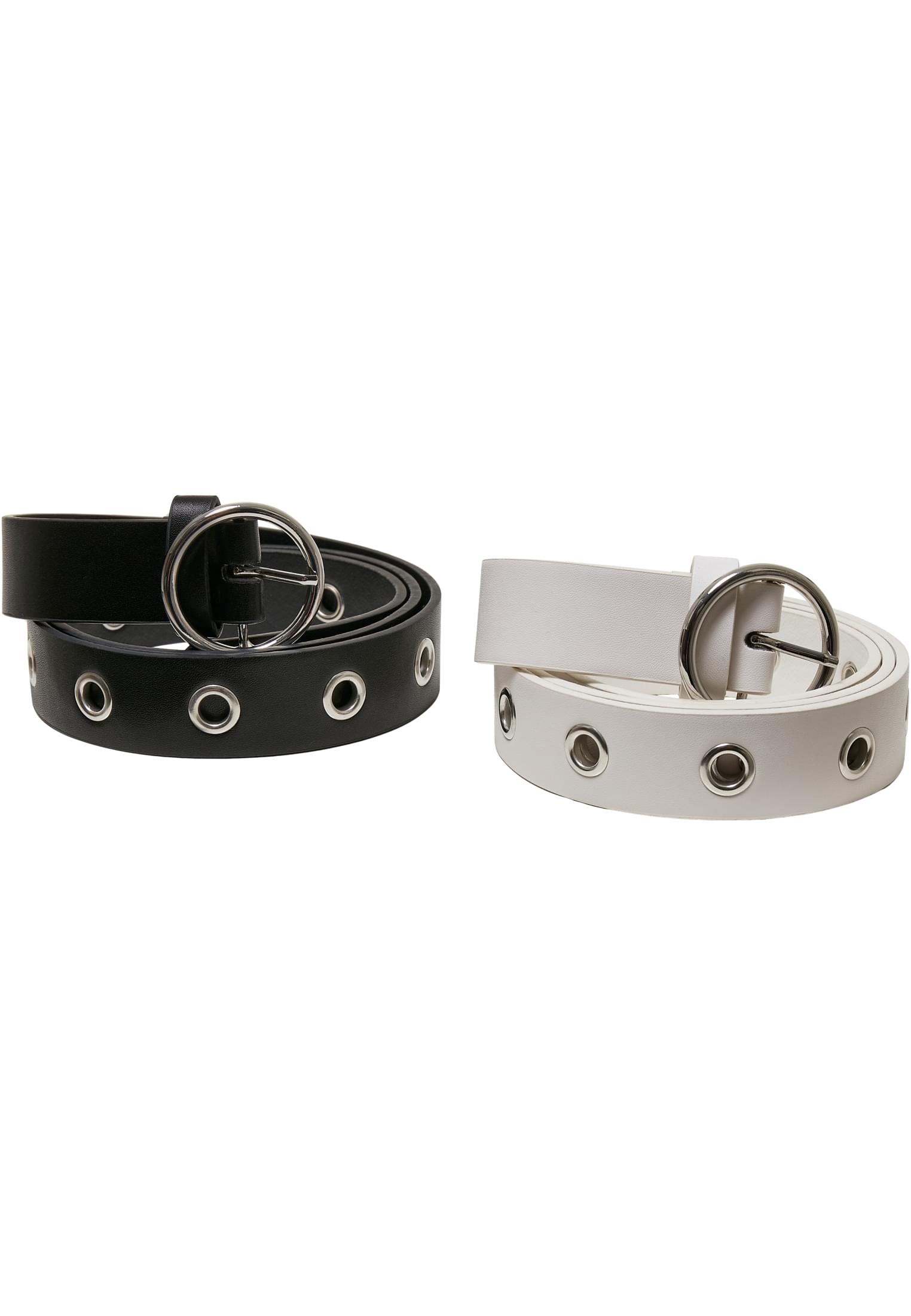 Synthetic Leather Eyelet Belt 2-Pack | black/white