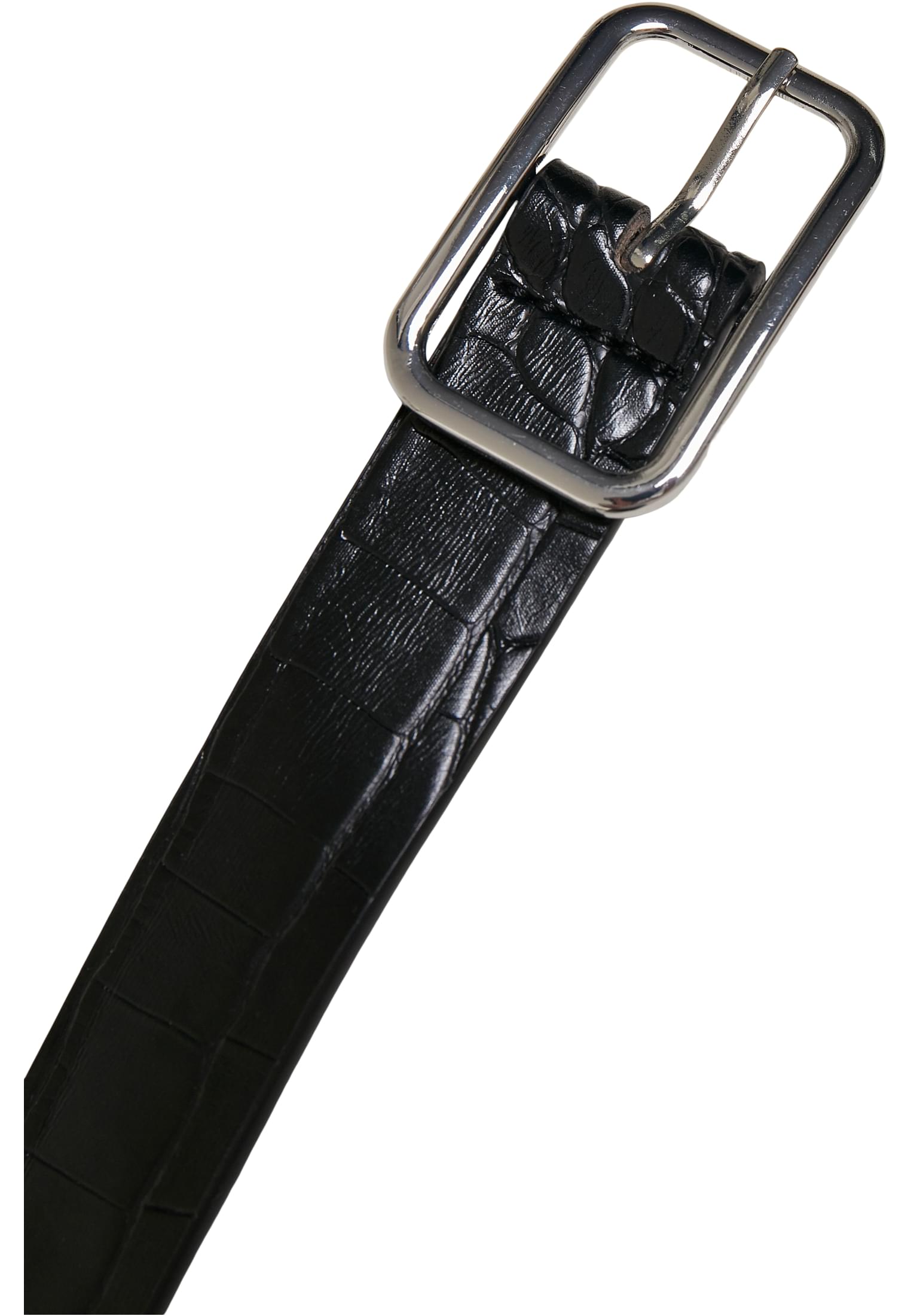 Croco Synthetic Leather Belt With Pouch | black/silver