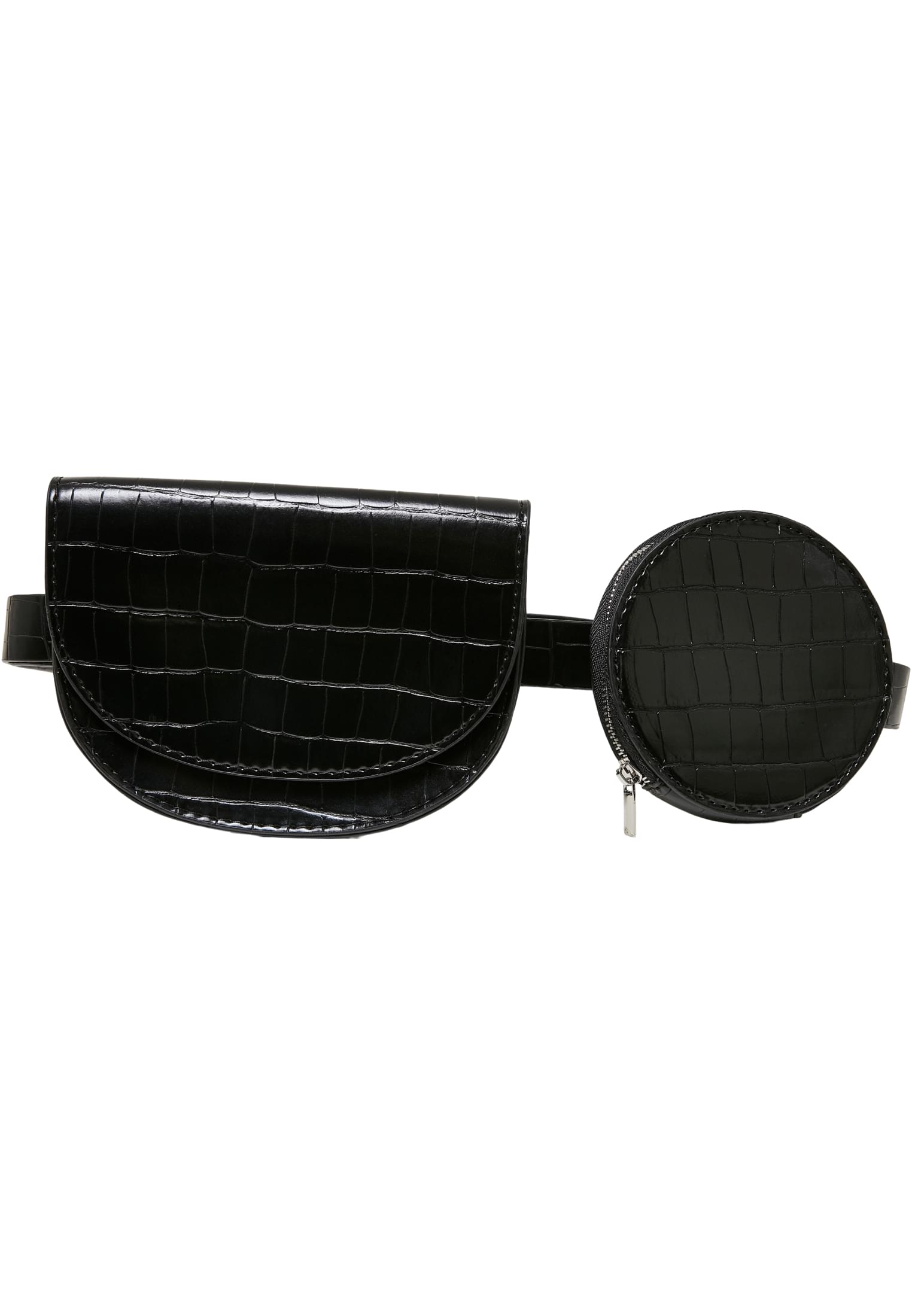 Croco Synthetic Leather Double Beltbag | black