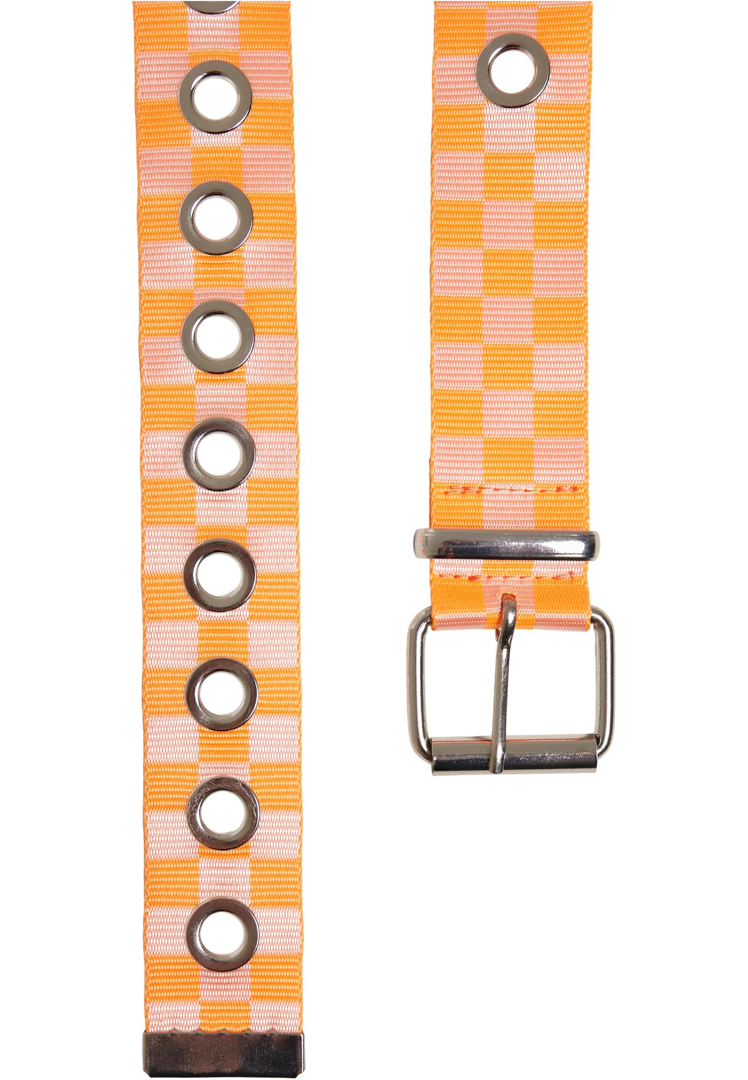 Checker Belt With Eyelets | neonorange/white