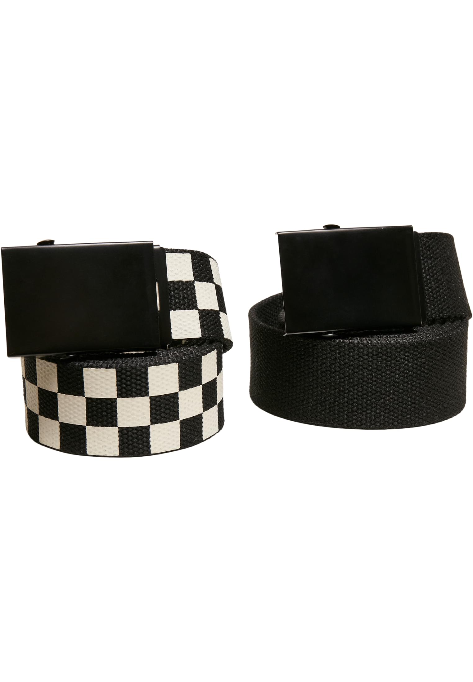 Check And Solid Canvas Belt 2-Pack | black/offwhite