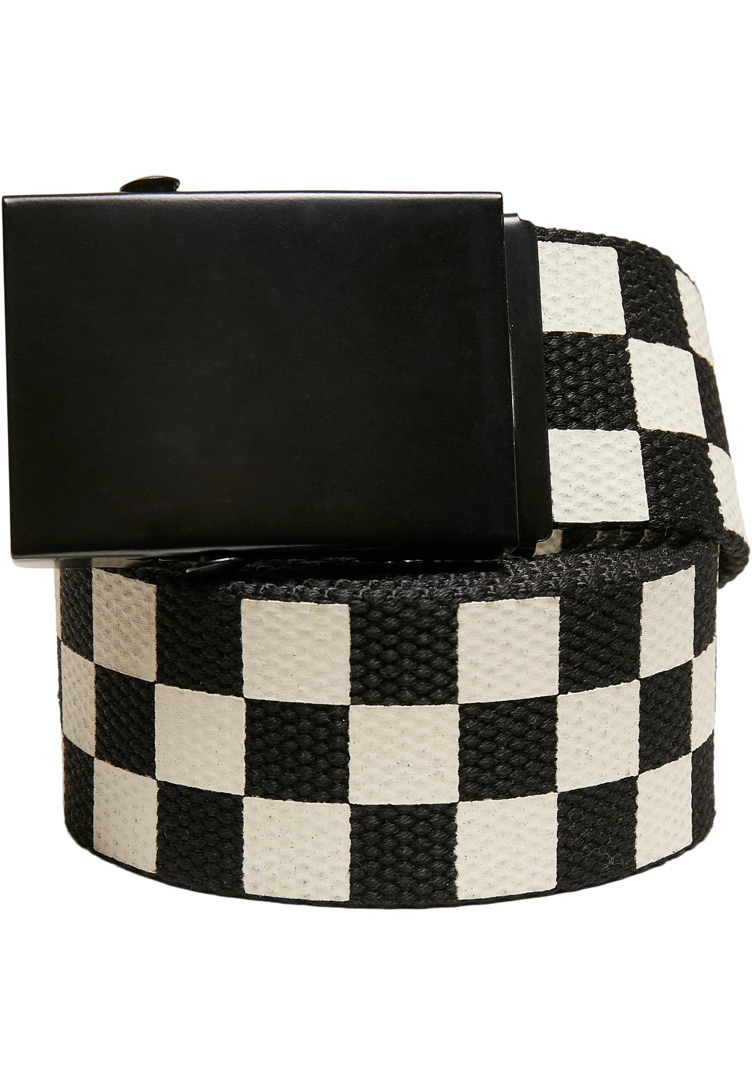 Check And Solid Canvas Belt 2-Pack | black/offwhite