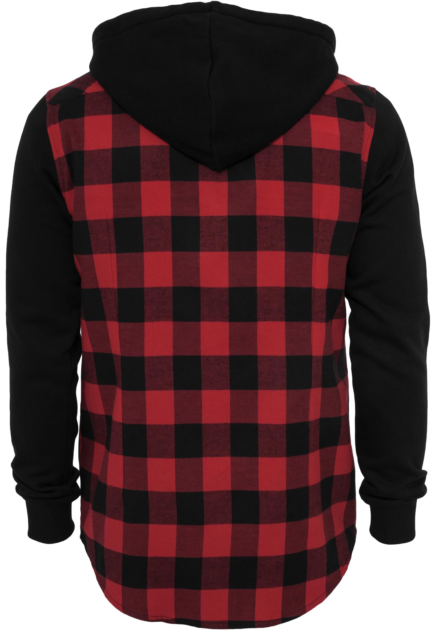 Hooded Checked Flanell Sweat Sleeve Shirt | blk/red/bl