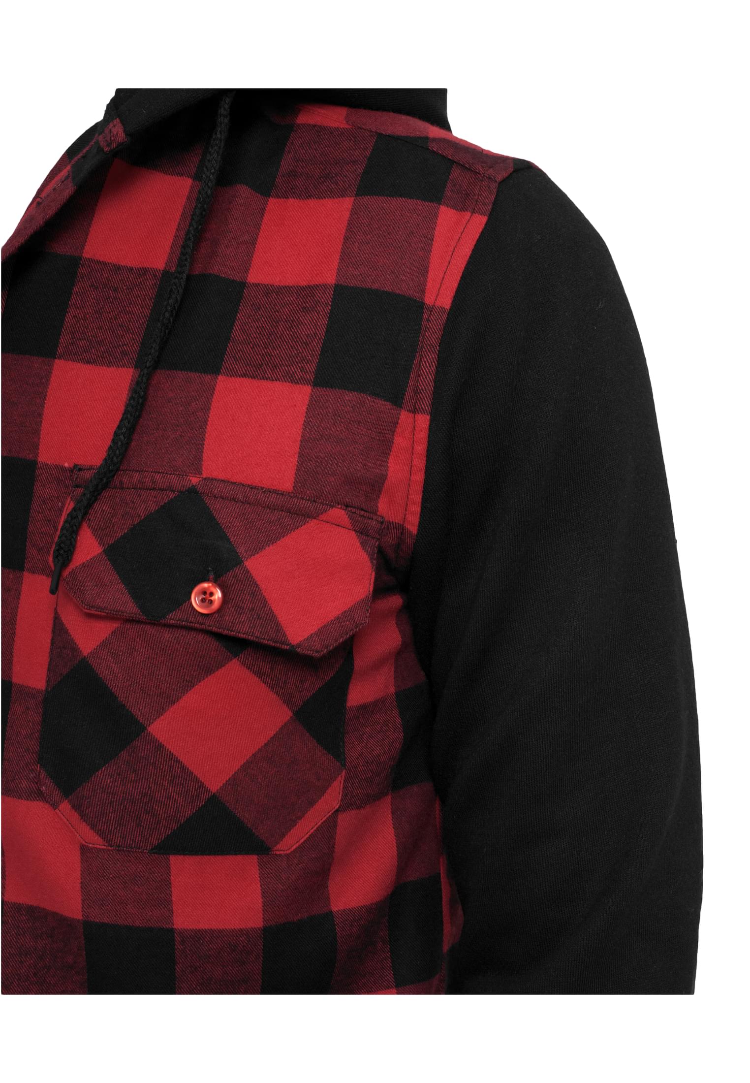 Hooded Checked Flanell Sweat Sleeve Shirt | blk/red/bl