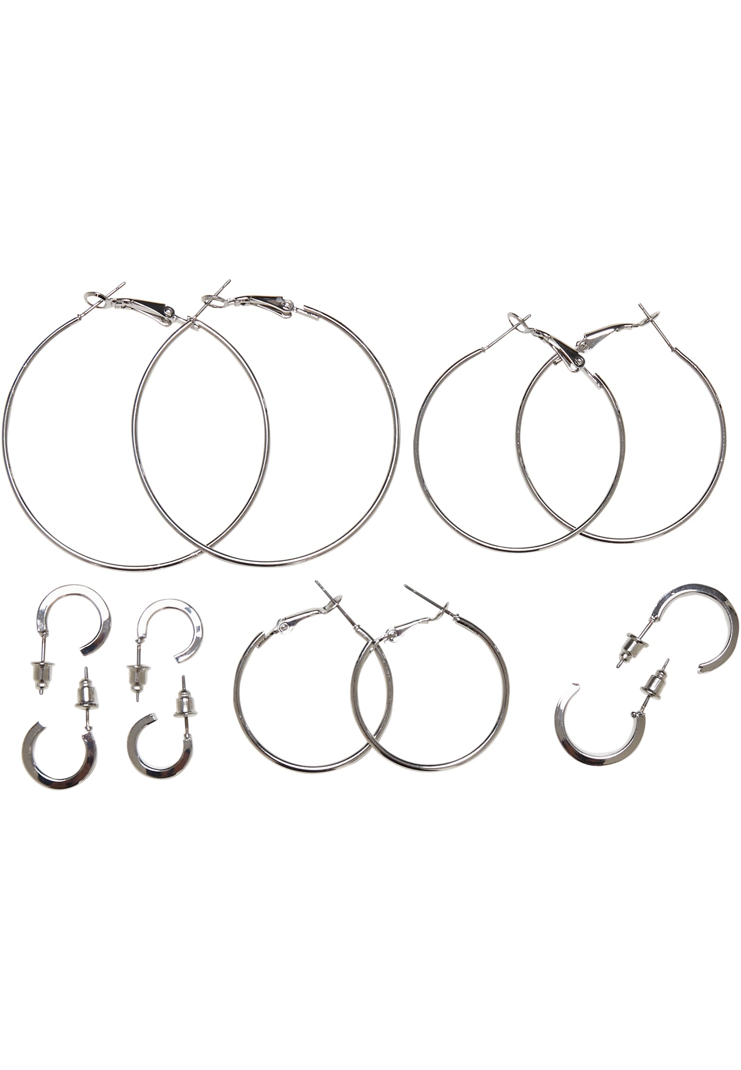 Basic Hoop Earrings 6-Pack | silver