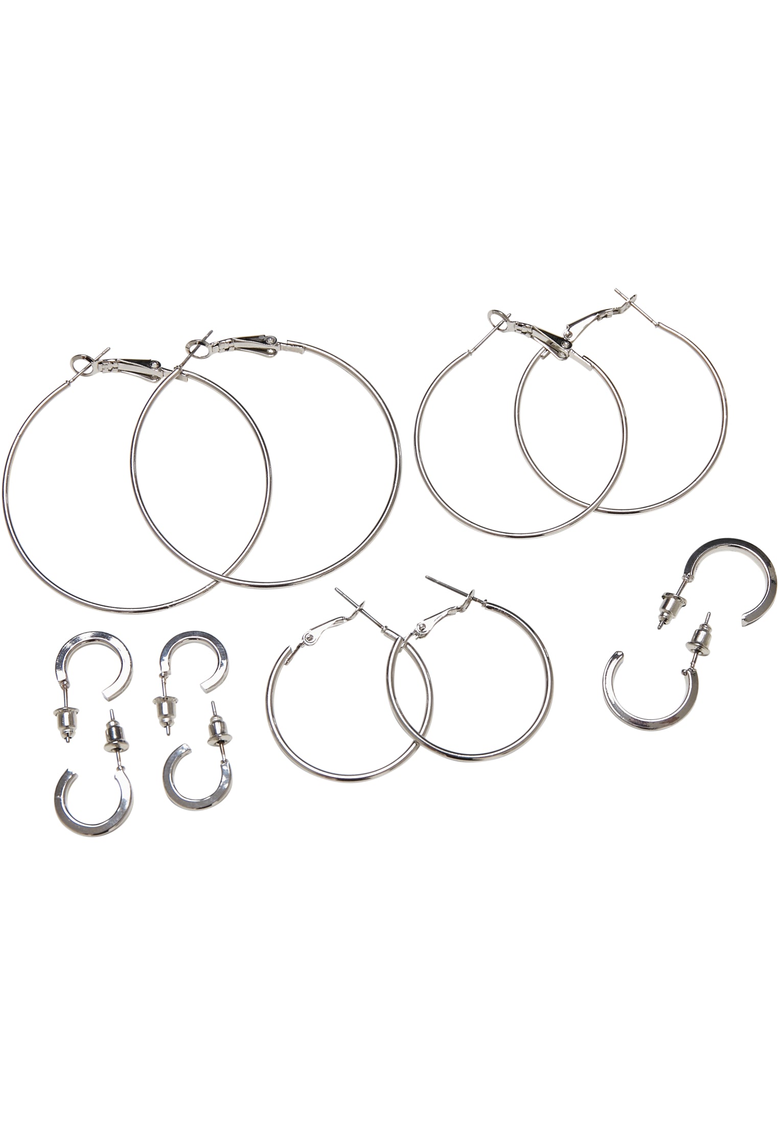 Basic Hoop Earrings 6-Pack | silver